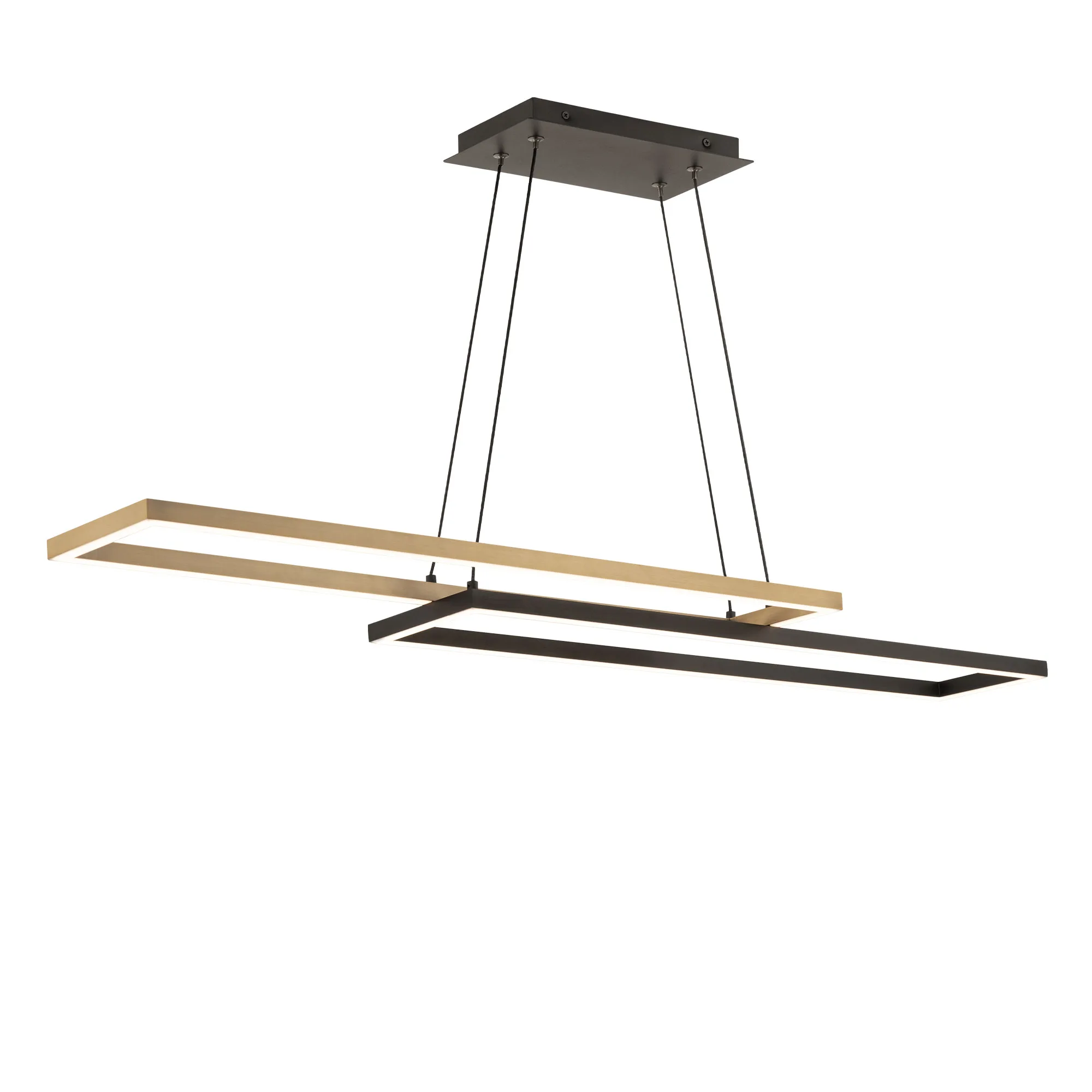 Double Entendre LED Linear Pendant in Black/Aged Brass
