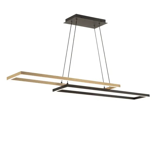 Double vision. The slim, dual-toned design of the airy rectangular framework floats effortlessly in mid-air while providing twice the amount of warm, LED down light.