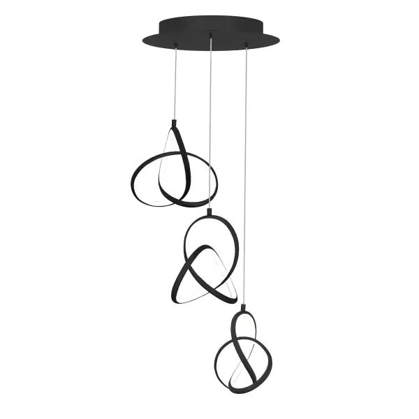 Twisted. A roller coaster-inspired lighting design, this masterpiece of artistry and light is crafted from single pieces that loop in and around themselves, creating dramatic strips of energy-efficient LED light.