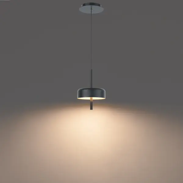 A vibrant spin on modern style, this mini pendant will top off your lighting dreams with a retro look that integrates an etched acrylic lens with a bold black finish with gold painted interior.