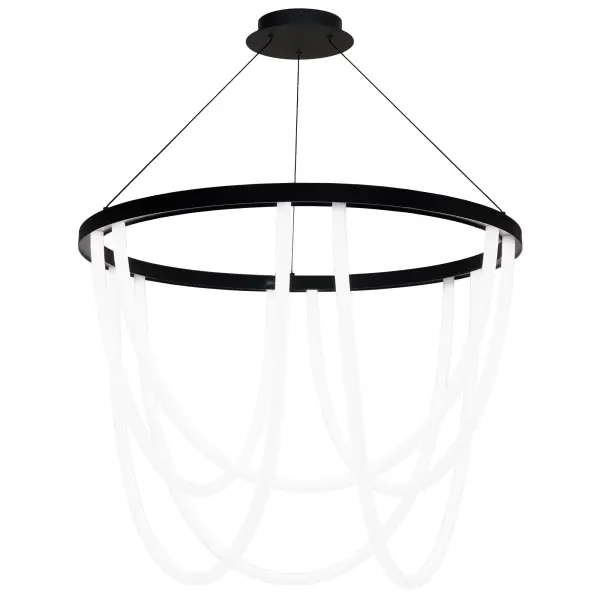 Flexible and fashionable. Loops of diffused LED light grace a circlet of shining metal, establishing a bright presence.