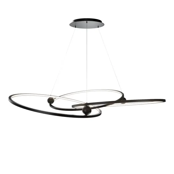 Sidewinder twists through space with sculptural elegance. Its looping lines ripple with light, creating a sense of rhythm and motion. A statement piece that feels bold yet fluid, Sidewinder captures the poetry of modern design in perfect balance. Collection: Sidewinder Finish: Black Width: 60.00" Height: 6.80" Length: 60.00" Weight: 0.02 lb Extension from Wall: 60.00" Bulbs Included Number of Bulbs: 3 Maximum Wattage: 12.33 W Bulb Type: Module Light Source: LED Light Output: 3146.00 lm Delivered Lumens: 1785.00 lm Color Temperature: 1800 K CRI: 90 Dimmable Rated Average Life: 50000 Voltage: 120.00 V Material: Aluminum frame with silicone diffuser Country of Origin: Philippines Safety Listing: ETL, cETL LED Manufacturer Warranty: 5 year