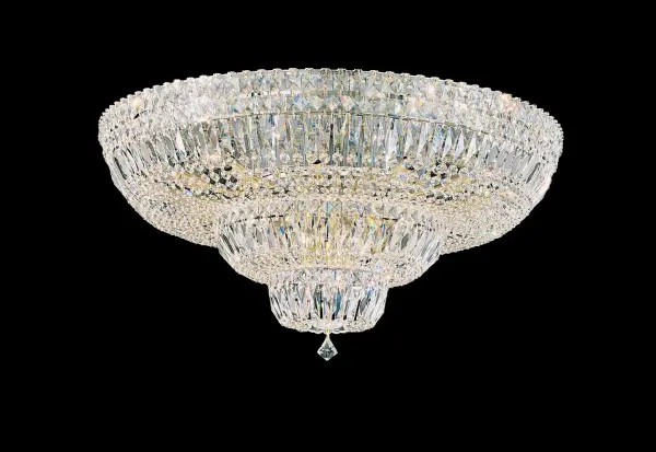 Petit Crystal Deluxe 21 Light 120V Semi-Flush Mount in Aurelia with Optic Crystal