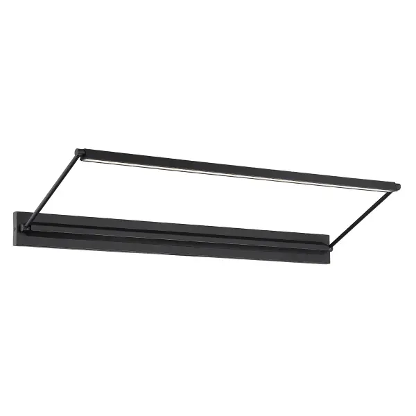 Fine art illuminated. Available in two designer finishes to complement upscale artwork. Collection: Hudson Sub-Brand: DweLED Finish: Black Notes: Hudson 34" LED Picture Light 3000K In Black Width: 12.63" Height: 3.06" Length: 34.00" Weight: 7.17 lb Extension from Wall: 34.00" Bulbs Included Number of Bulbs: 1 Maximum Wattage: 24.00 W Bulb Type: Module Bulb Base: LED Module Light Source: LED Light Output: 1992.00 lm Delivered Lumens: 1500.00 lm Color Temperature: 3000 K CRI: 90 Dimmable Rated Average Life: 50000 Voltage: 120.00 V Material: Aluminum body with acrylic diffuser Country of Origin: China Safety Listing: ETL, cETL Safety Rating: ETL, cETL LED Manufacturer Warranty: 5 Year Functional, 2 Year Finish Parts Diagram