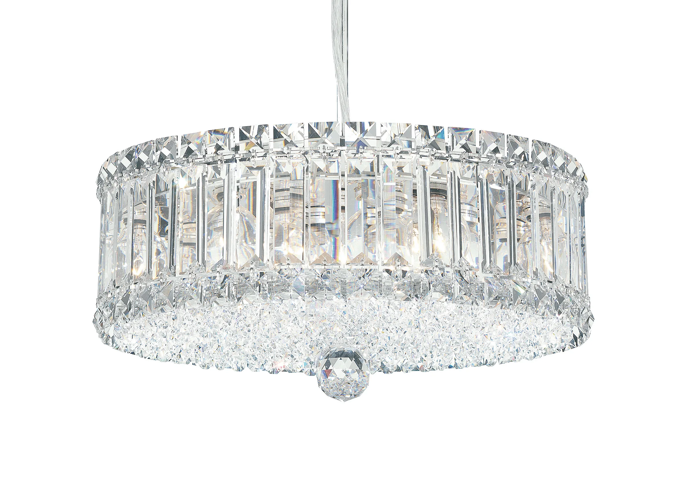 Plaza 9 Light 120V Pendant in Polished Stainless Steel with Optic Crystal