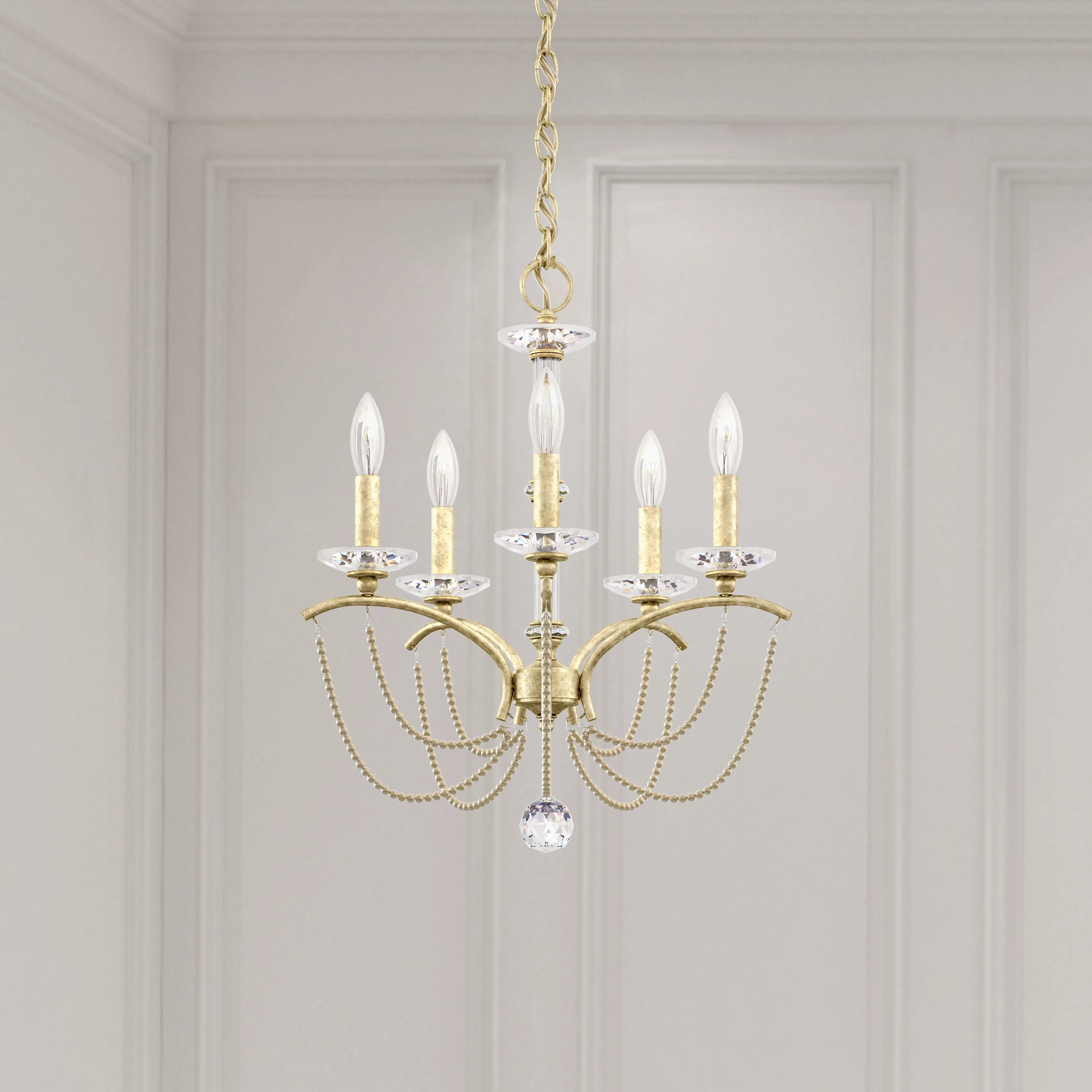 Priscilla 5 Light 120V Chandelier in White with Optic Crystal