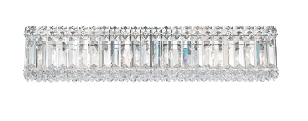 Tailored rectilinear forms composed of perfectly cut European crystal baguettes and squares, each Quantum is versatile and timeless.  Discretely suspended from aircraft cable, this Schonbek appears to float luminously in midair.