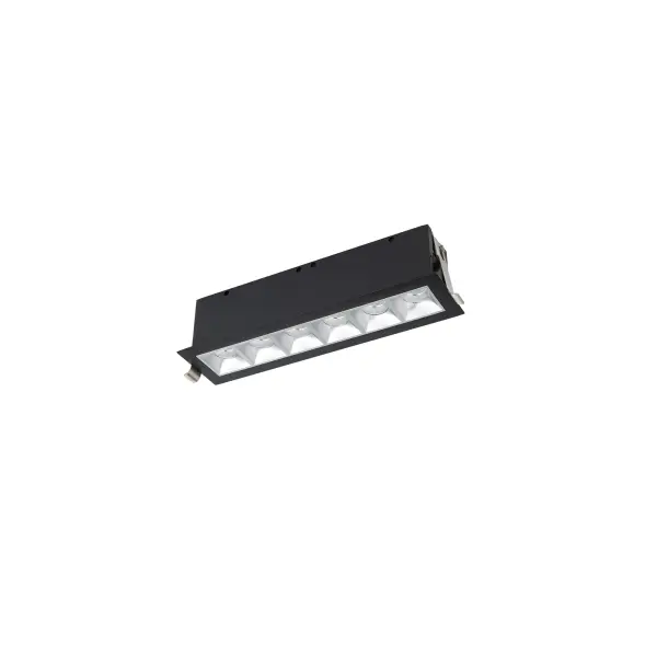 Multi Stealth recessed features a quiet aperture for a nearly glare free environment. Its linear multi cell form factor features a 1.5" aperture, with availability in up to 5 lengths. This series offers a downlight with 40° visual cutoff, an adjustable with 35° bi-directional tilt, and wall washer with specialized optics for even wall illumination. Trimmed and trimless options allow flexibility when integrating to building architecture. Collection: Multi Stealth Sub-Brand: WAC Lighting Finish: Haze/Black Notes: Multi Stealth Downlight Trim 6 Cell Flood Beam 3500K 90Cri In Haze/Black Width: 2.54" Height: 2.63" Length: 10.00" Weight: 1.78 lb Extension from Wall: 10.00" Bulbs Included Number of Bulbs: 6 Maximum Wattage: 3.33 W Bulb Type: Module Light Source: LED Delivered Lumens: 1730.00 lm Color Temperature: 3500 K CRI: 90 Dimmable Beam Spread: 45.00° Rated Average Life: 50000 Material: Extruded aluminum with injection molded low glare bevel Country of Origin: China Safety Listing: ETL, cETL LED Manufacturer Warranty: 5 year