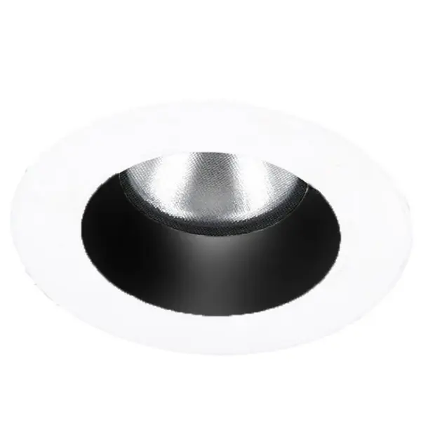 Shallow housing that is designed to fit in tight plenum spaces without sacrificing lumen output. Collection: Aether Sub-Brand: WAC Lighting Finish: Black/White Notes: Aether 2In Downlight Round Trim Cri85 2700K Black/White Width: 4.13" Height: 2.50" Length: 4.13" Weight: 0.70 lb Extension from Wall: 4.13" Bulbs Included Number of Bulbs: 1 Maximum Wattage: 15.00 W Bulb Type: Module Bulb Base: LED Module Light Source: LED Delivered Lumens: 1210.00 lm Color Temperature: 2700 K CRI: 85 Dimmable Beam Spread: 40.00° Rated Average Life: 50000 Material: Die-cast aluminum trim with die-cast aluminum heat sink Country of Origin: China Safety Listing: UL, cUL Safety Rating: UL, cUL LED Manufacturer Warranty: 5 Year Parts Diagram
