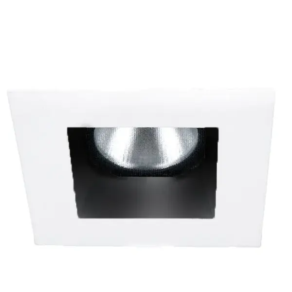 Shallow housing that is designed to fit in tight plenum spaces without sacrificing lumen output. Collection: Aether Sub-Brand: WAC Lighting Finish: Black/White Notes: Aether 2In Downlight Square Trim Cri90 3000K Black White Width: 4.25" Height: 2.50" Length: 4.25" Weight: 0.70 lb Extension from Wall: 4.25" Bulbs Included Number of Bulbs: 1 Maximum Wattage: 15.00 W Bulb Type: Module Bulb Base: LED Module Light Source: LED Delivered Lumens: 985.00 lm Color Temperature: 3000 K CRI: 90 Dimmable Beam Spread: 50.00° Rated Average Life: 50000 Material: Die-cast aluminum trim with die-cast aluminum heat sink Country of Origin: China Safety Listing: UL, cUL Safety Rating: UL, cUL LED Manufacturer Warranty: 5 Year Parts Diagram