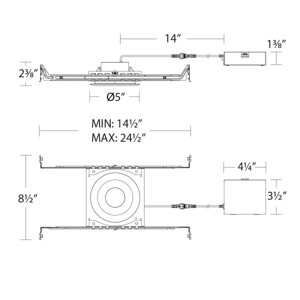 Minimum profile downlight with remote driver for easy remodel or new construction installation.