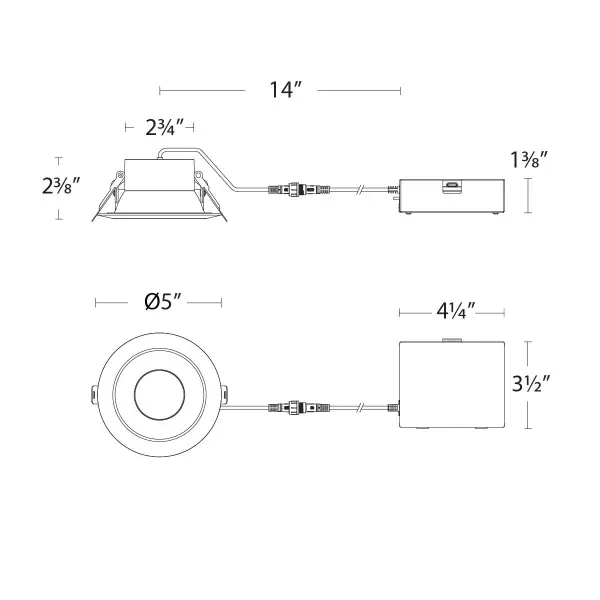 Minimum profile downlight with remote driver for easy remodel or new construction installation.
