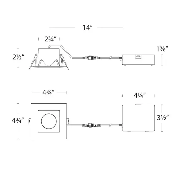 Minimum profile downlight with remote driver for easy remodel or new construction installation.