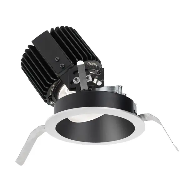 Volta LED downlight series represents an innovation in design and technology for architectural lighting. This high lumen and adaptable family of fixtures with a comprehensive set of round and square fittings, affords a sustainable solution for commercial, corporate, and upscale residential applications. Collection: Volta Sub-Brand: WAC Lighting Finish: Black/White Notes: Volta Round Adjustable Trim With LED Light Engine Spot 15 Beam 3500K White In Black White Width: 6.00" Height: 7.00" Length: 6.00" Weight: 2.50 lb Extension from Wall: 6.00" Bulbs Included Number of Bulbs: 1 Maximum Wattage: 36.00 W Bulb Type: Module Bulb Base: LED Module Light Source: LED Light Output: 1307.00 lm Delivered Lumens: 615.00 lm Color Temperature: 3500 K CRI: 85 Dimmable Beam Spread: 15.00° Rated Average Life: 50000 Voltage: 120.00 V Material: Durable die-cast aluminum construction Country of Origin: China Safety Listing: ETL, cETL Safety Rating: ETL, cETL LED Manufacturer Warranty: 5 Year Functional, 2 Year Finish Parts Diagram
