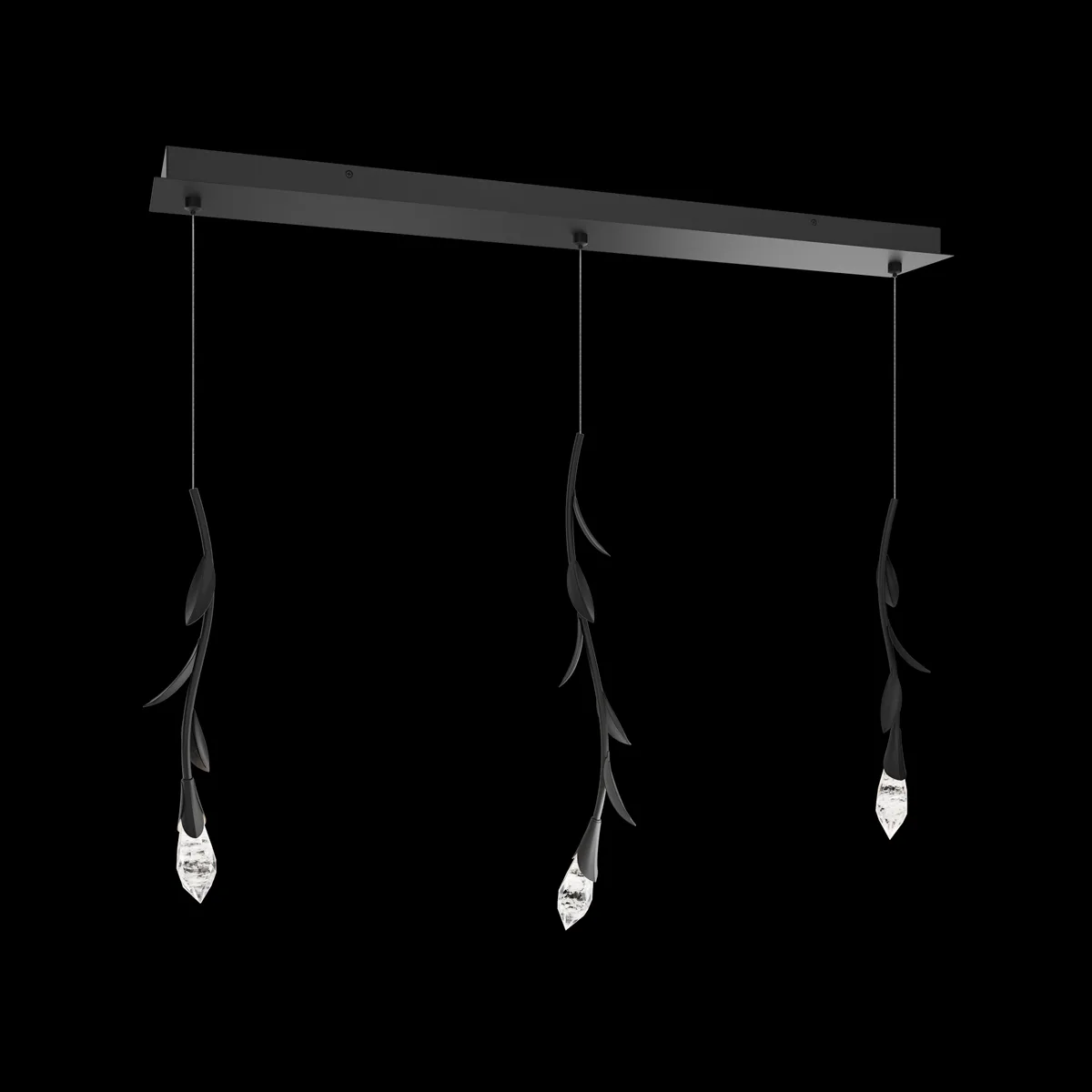 Secret Garden 3 Light Multi-Light Pendant in French Gold with Optic Haze Quartz®