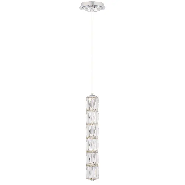 Generating an energizing presence, cylinders of Radiance® Crystal baguettes are stacked and illuminated with powerful LEDs that may be adjusted for color temperature to enhance interior furnishings.  Verve is well tailored and dazzling to behold.