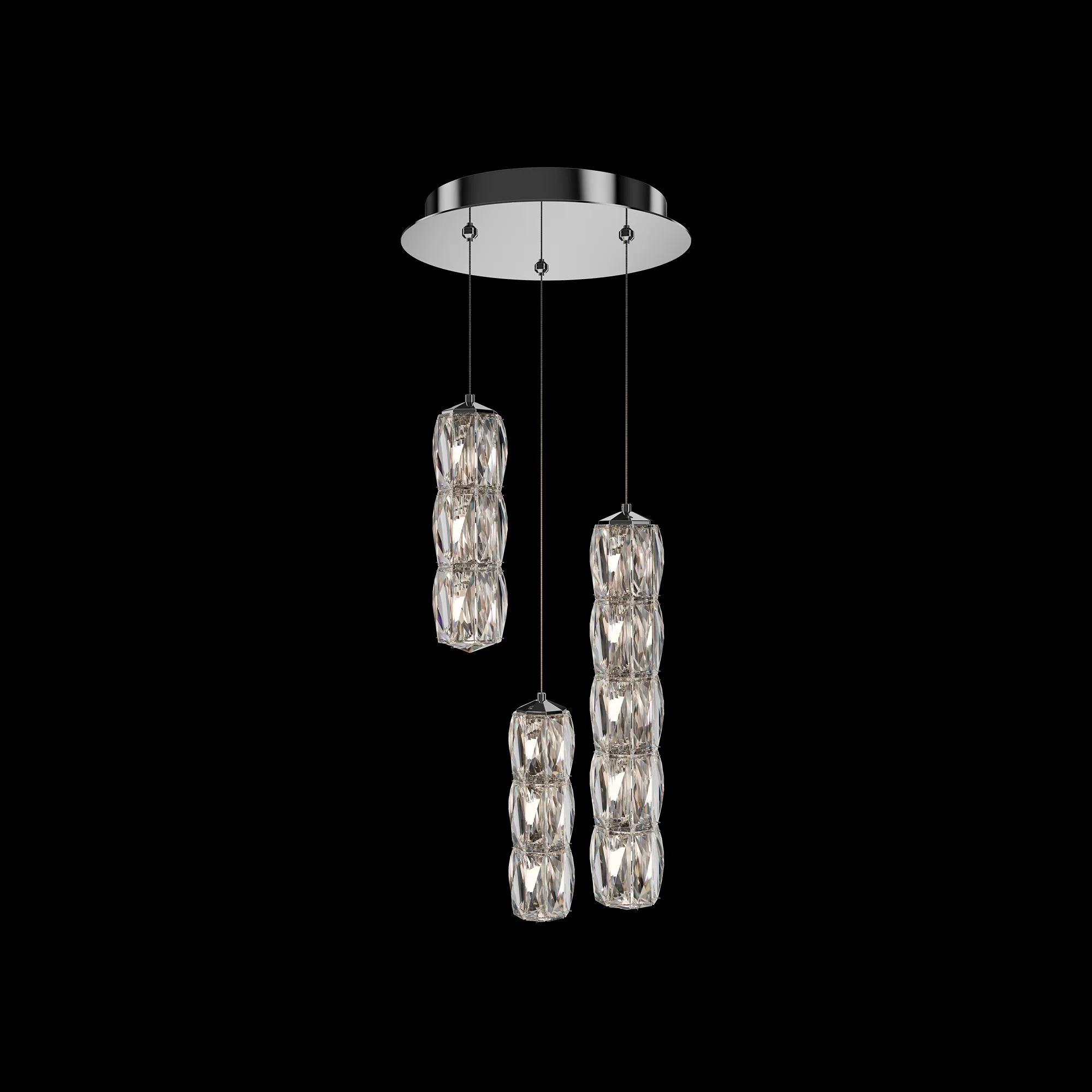 Verve 3 Light Multi-Light Pendant in Polished Stainless Steel with Radiance Crystal
