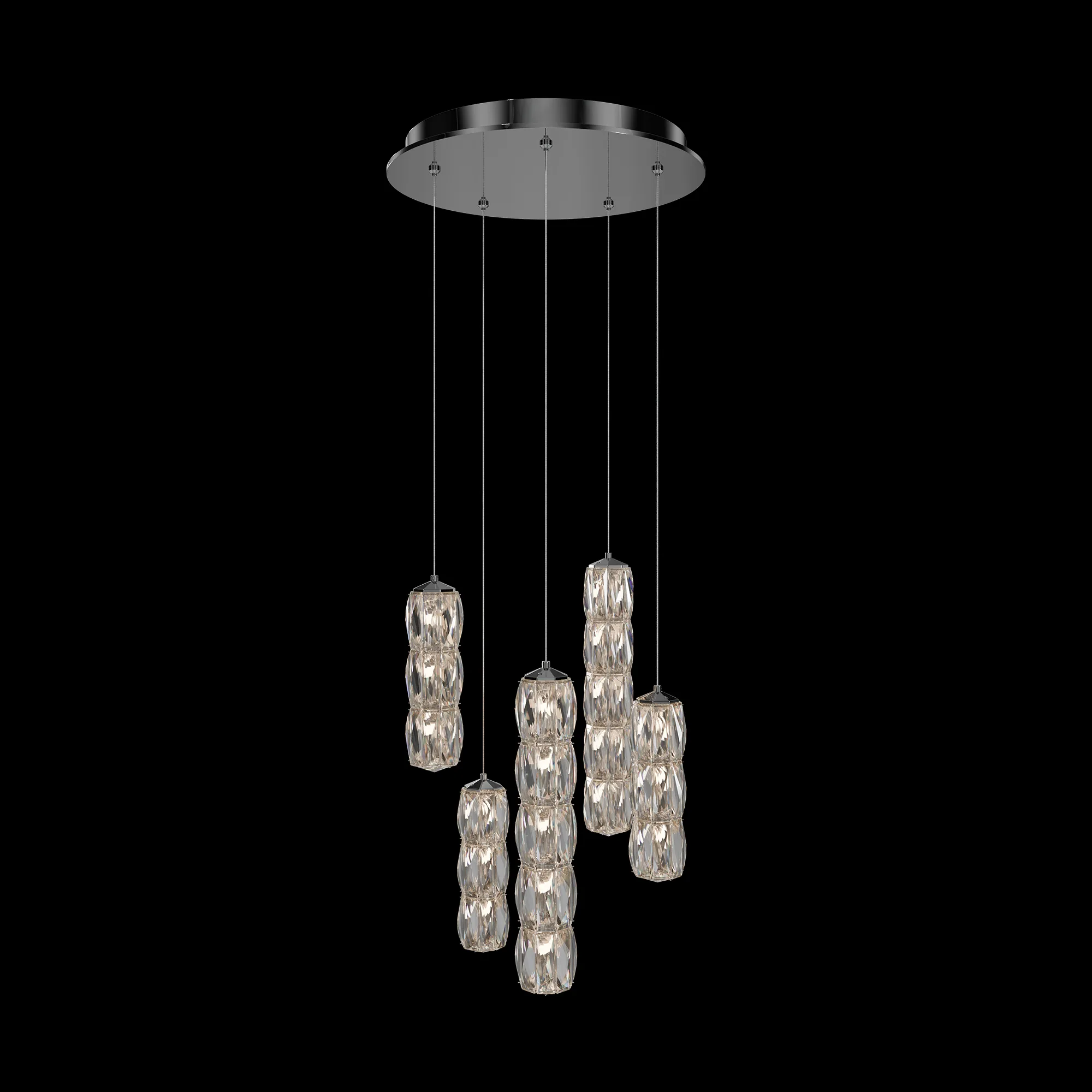 Verve 5 Light Multi-Light Pendant in Polished Stainless Steel with Radiance Crystal