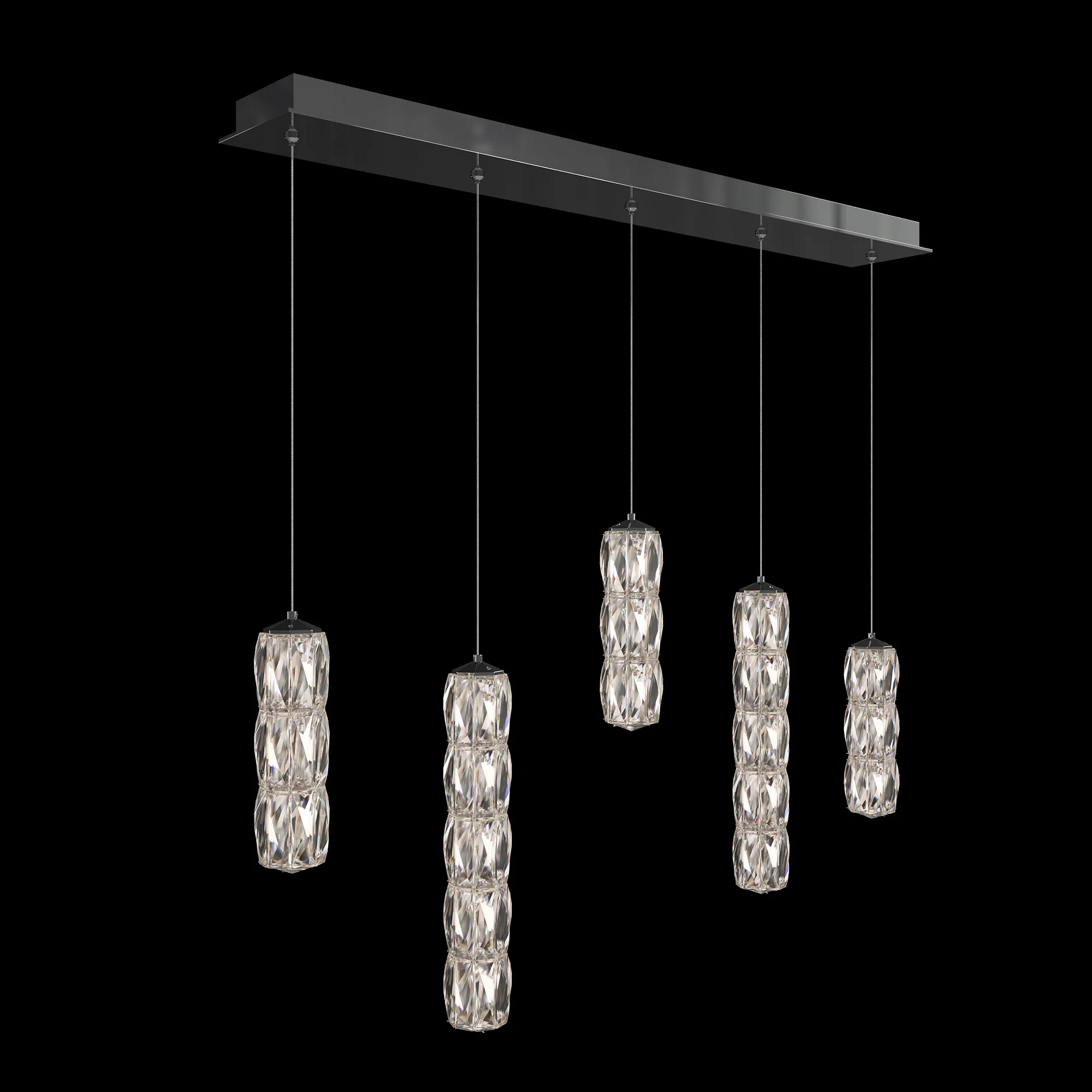 Verve 5 Light Multi-Light Pendant in Polished Stainless Steel with Radiance Crystal