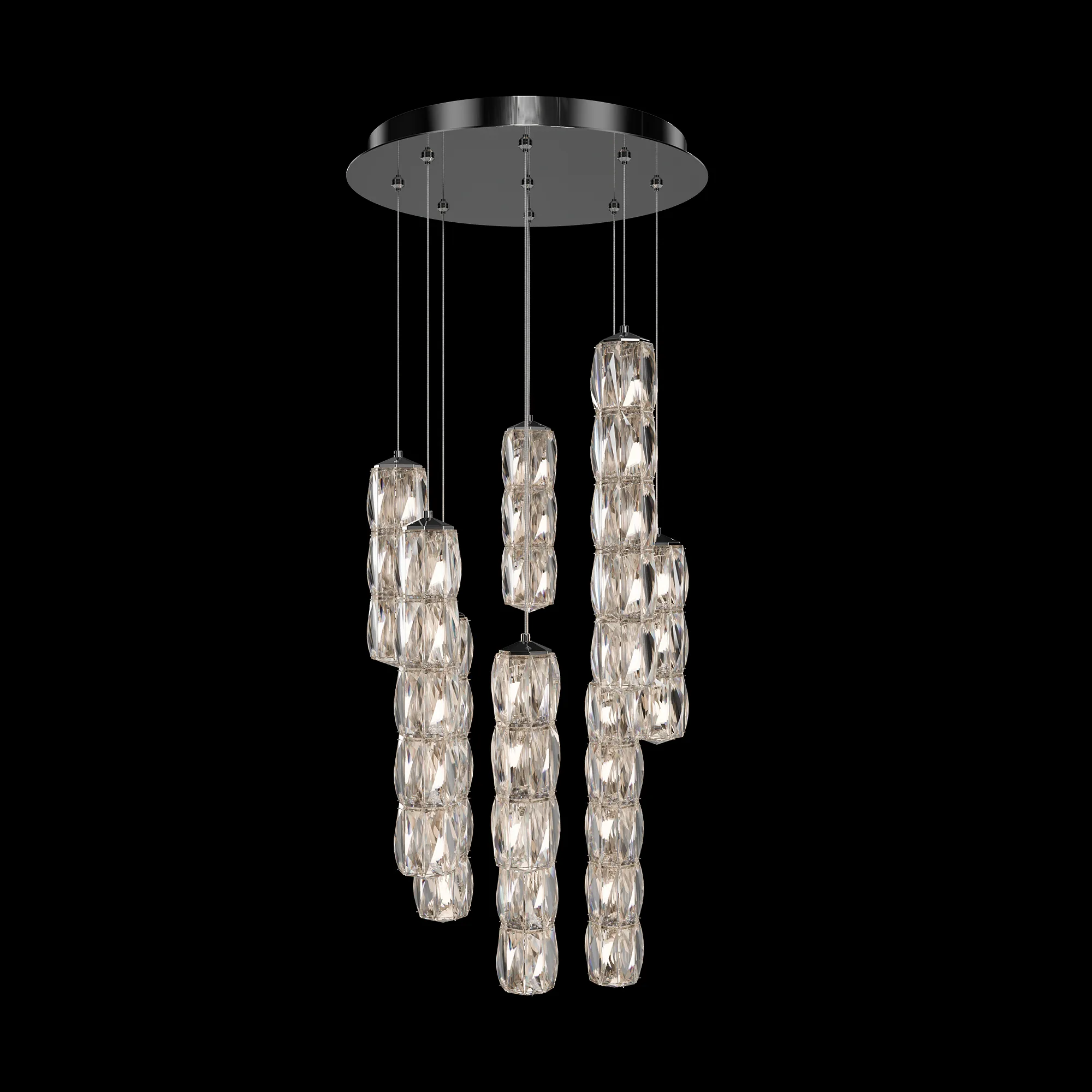 Verve 9 Light Multi-Light Pendant in Polished Stainless Steel with Radiance Crystal