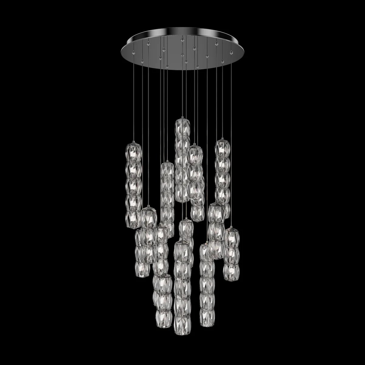 Verve 15 Light Multi-Light Pendant in Polished Stainless Steel with Radiance Crystal