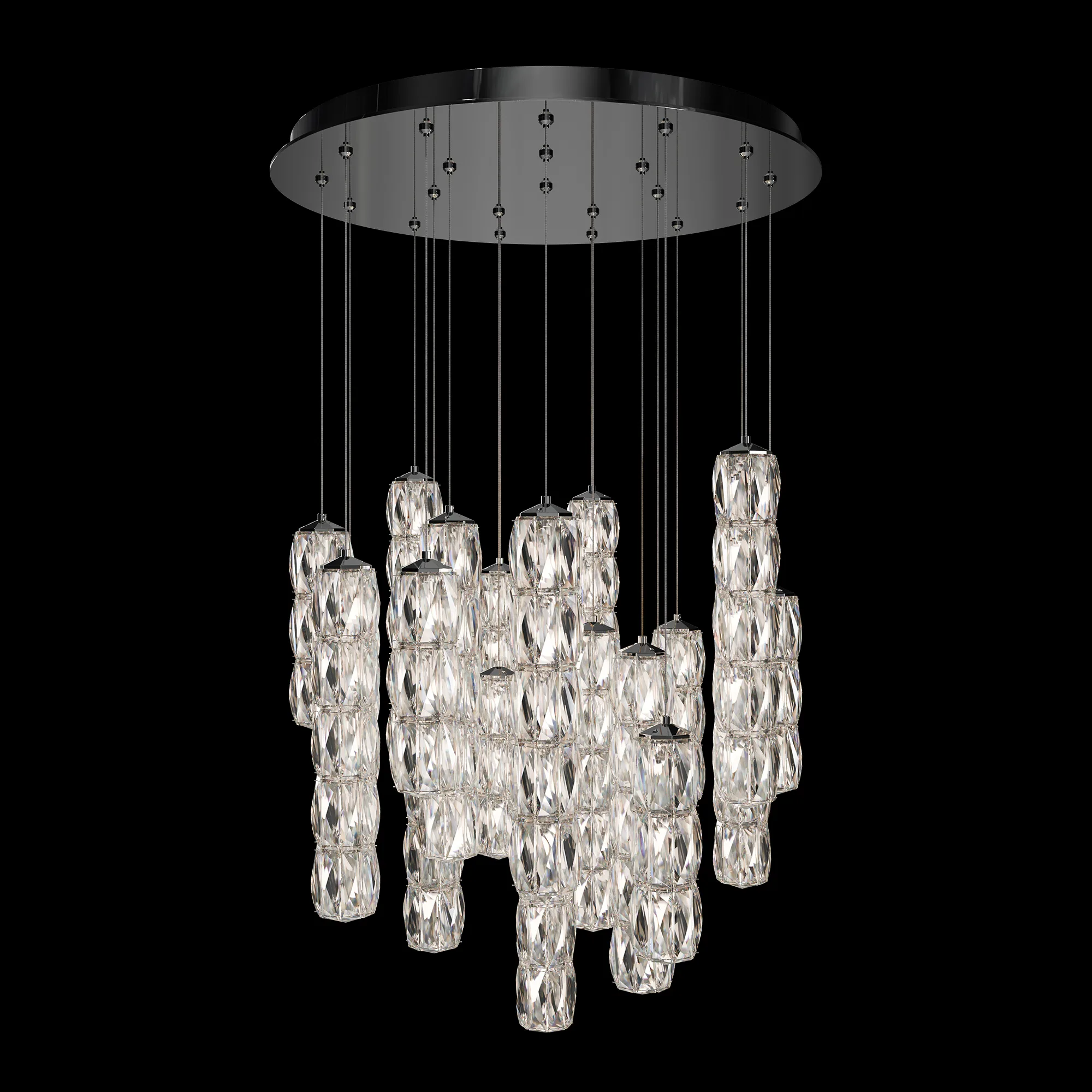 Verve 21 Light Multi-Light Pendant in Polished Stainless Steel with Radiance Crystal