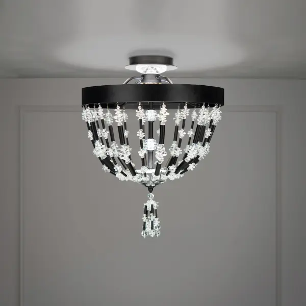 Bali 16IN LED 3000K/3500K/4000K 120V/277V Semi-Flush Mount in Heirloom Gold with Optic Crystal