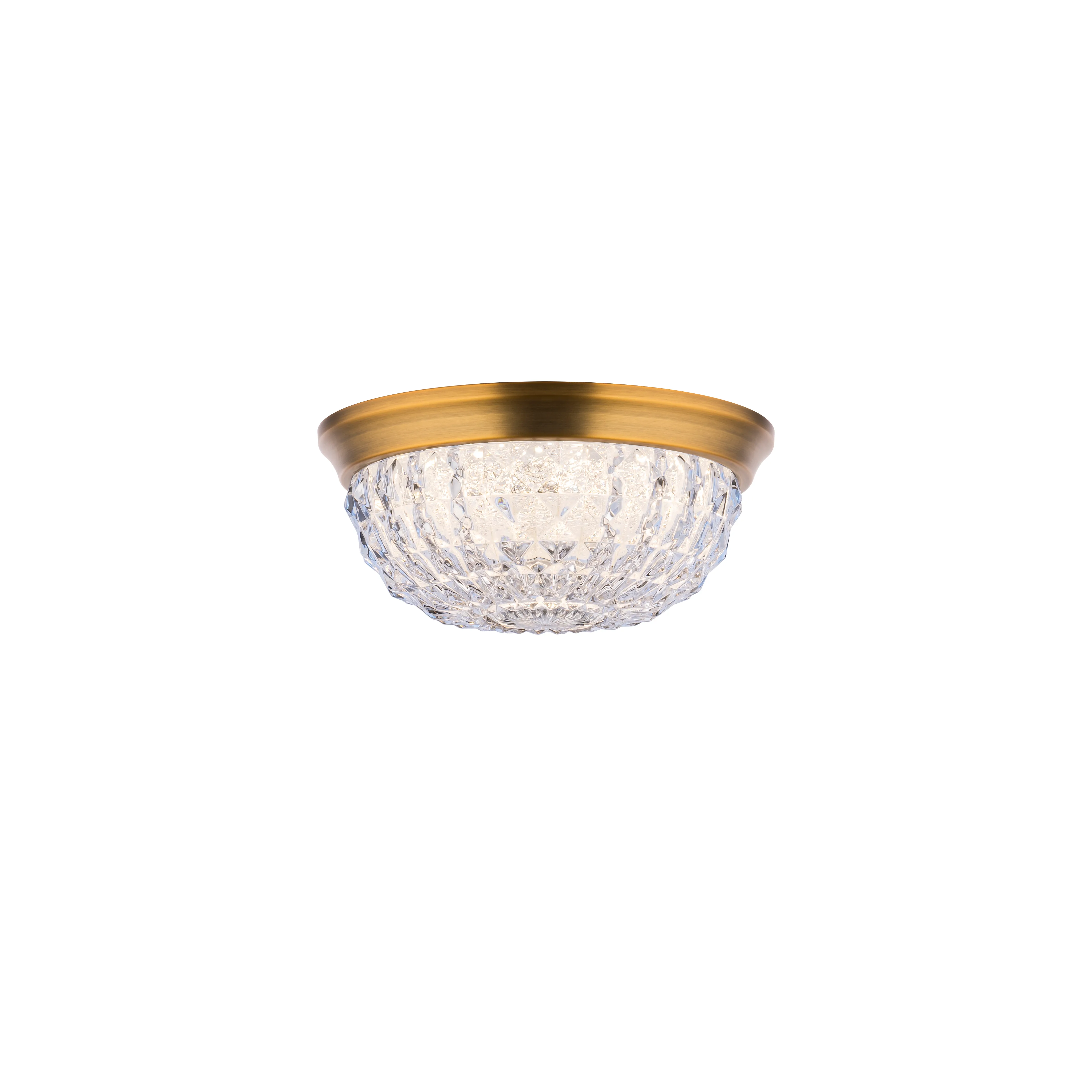 Genoa 9IN LED 3000K/3500K/4000K 120V Flush Mount in Aged Brass with Optic Crystal