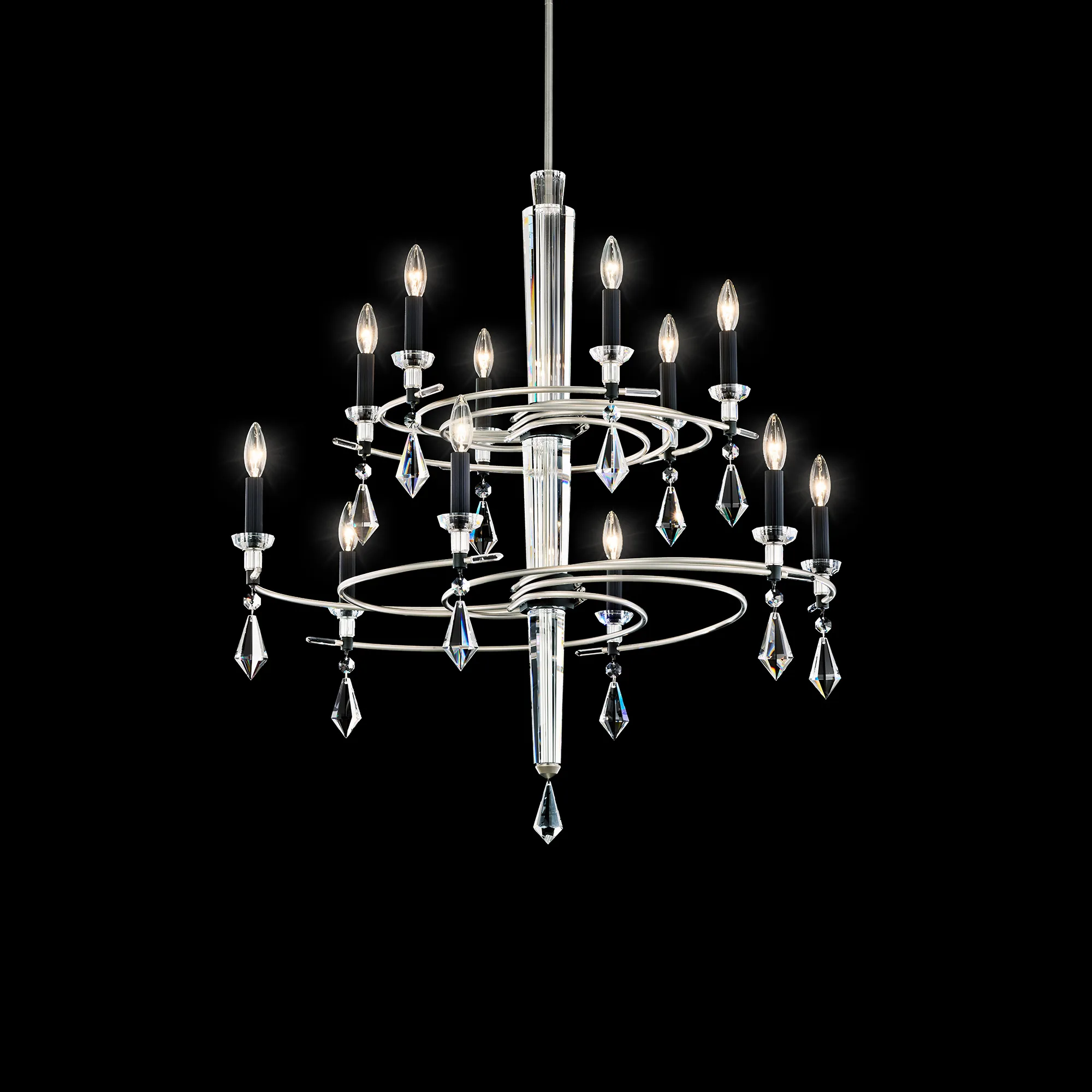 Tempest 8 Light 120V Chandelier in Soft Silver/Black with Radiance Crystal