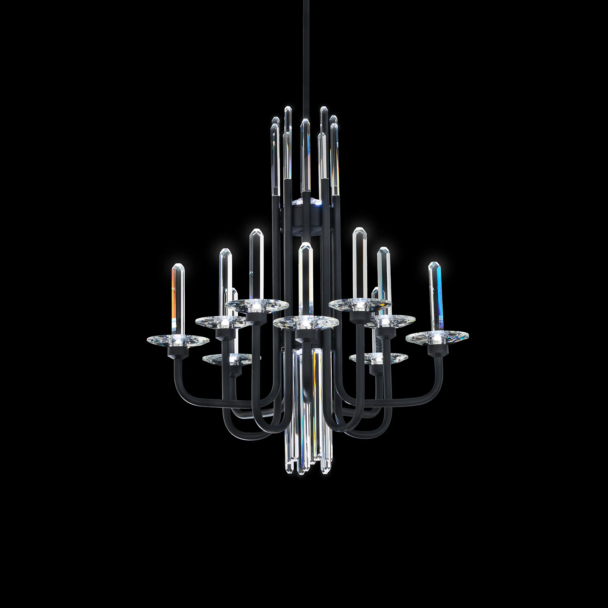 Calliope 10 Light LED 120-277V Chandelier in Black with Optic Crystal