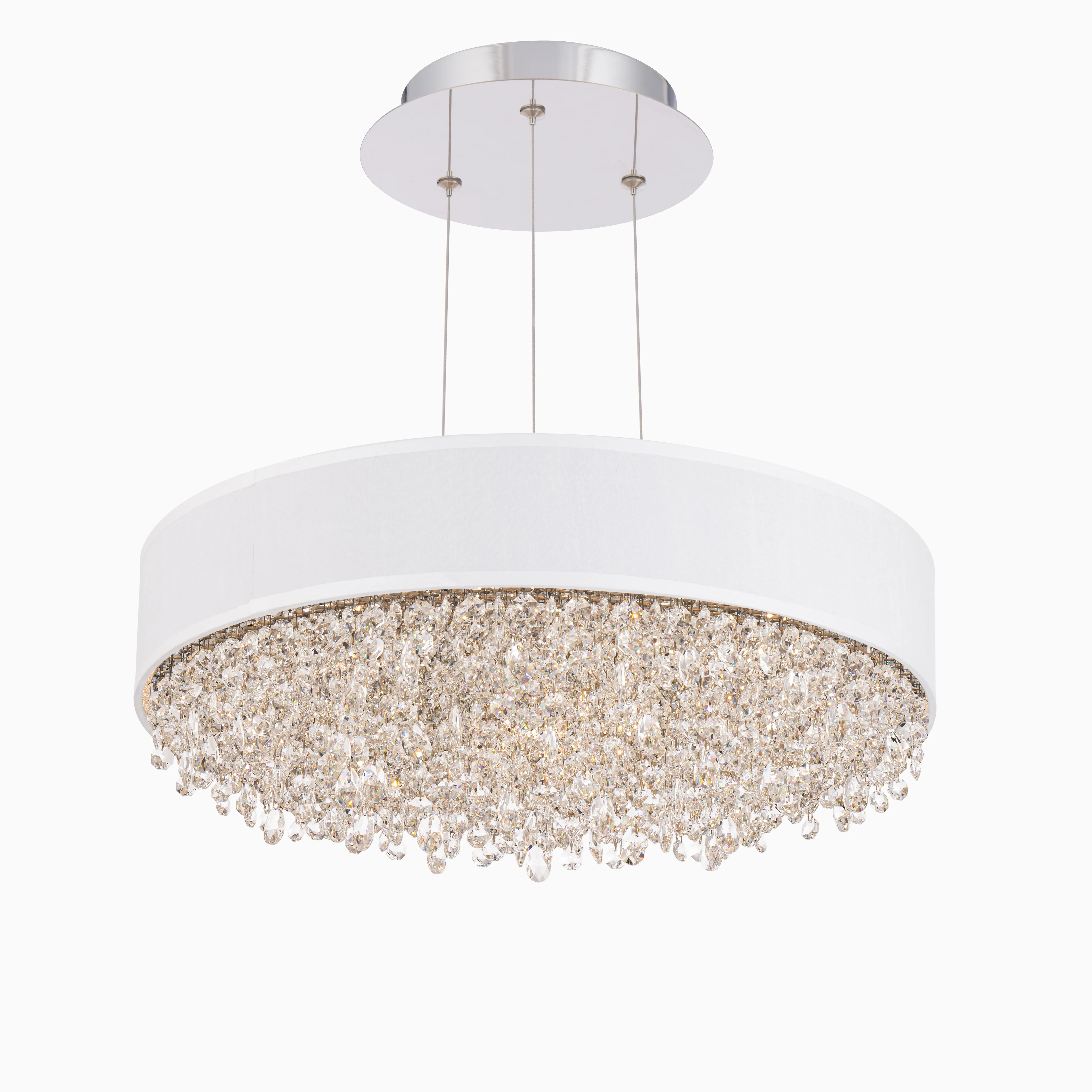Eclyptix LED 19IN 3000K/3500K/4000K 120V Pendant in Polished Stainless Steel with Radiance Smooth Crystal and Silver Shade