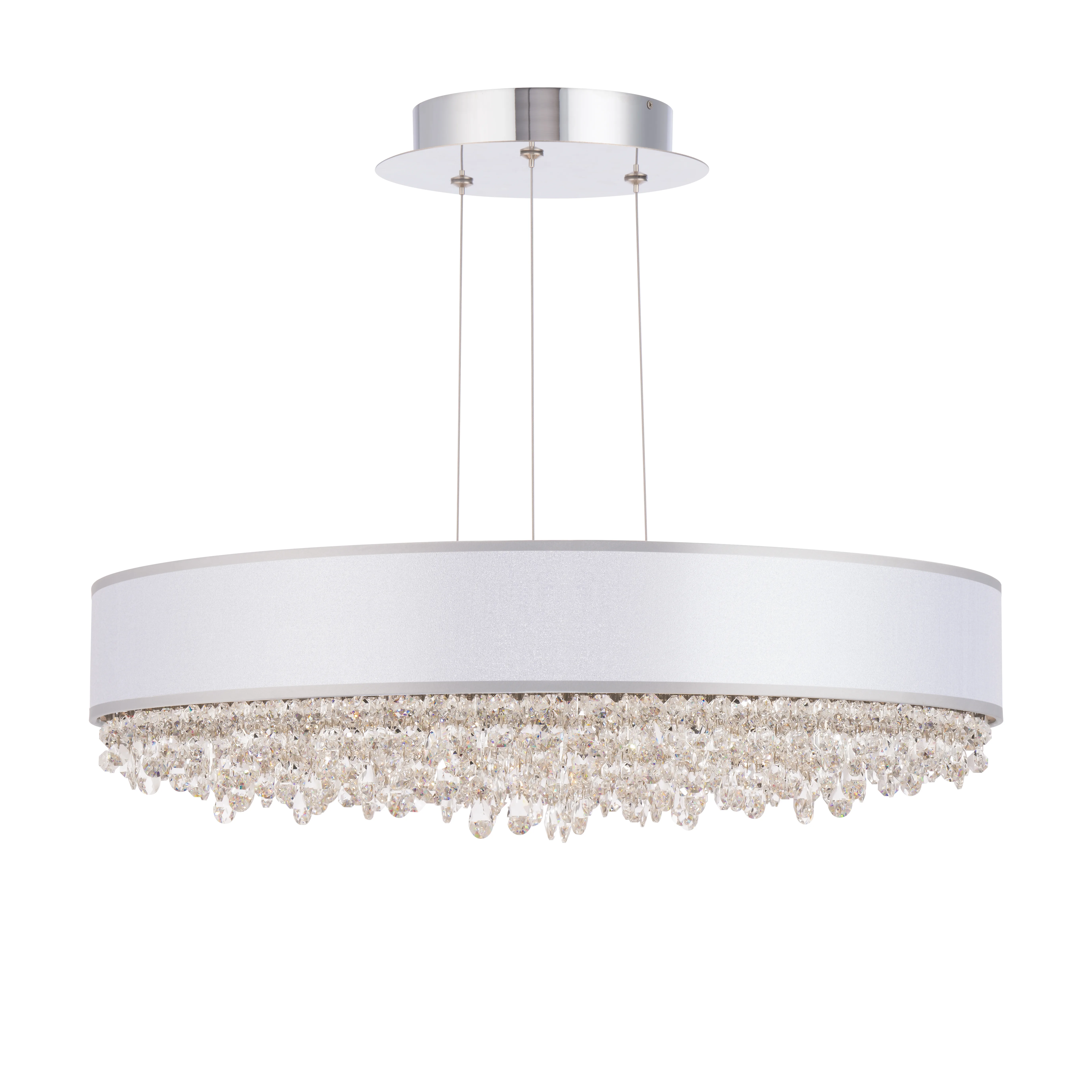 Eclyptix LED 24IN 3000K/3500K/4000K 120V Pendant in Polished Stainless Steel with Radiance Smooth Crystal and Silver Shade