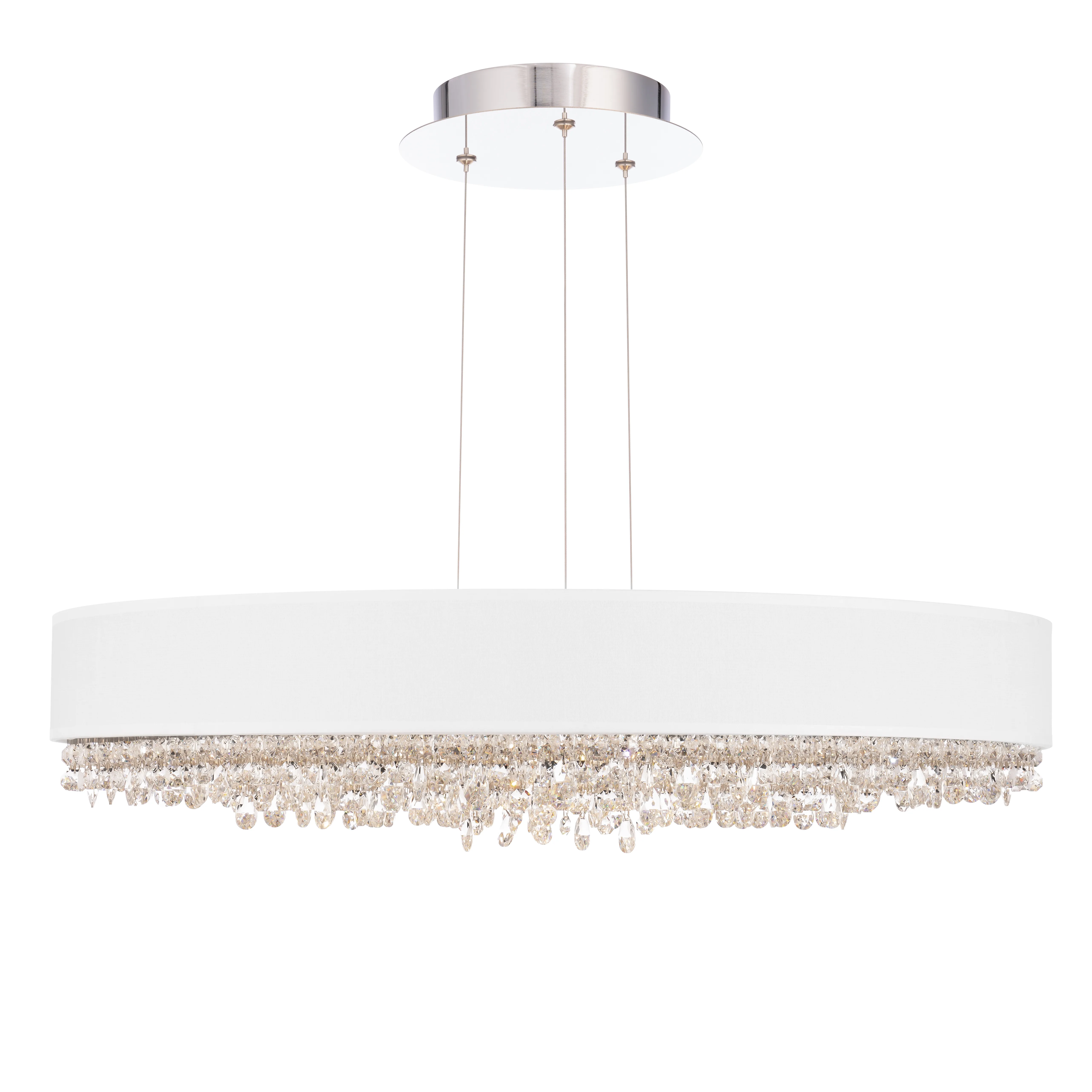 Eclyptix LED 29IN 3000K/3500K/4000K 120V Pendant in Polished Stainless Steel with Radiance Smooth Crystal and Silver Shade