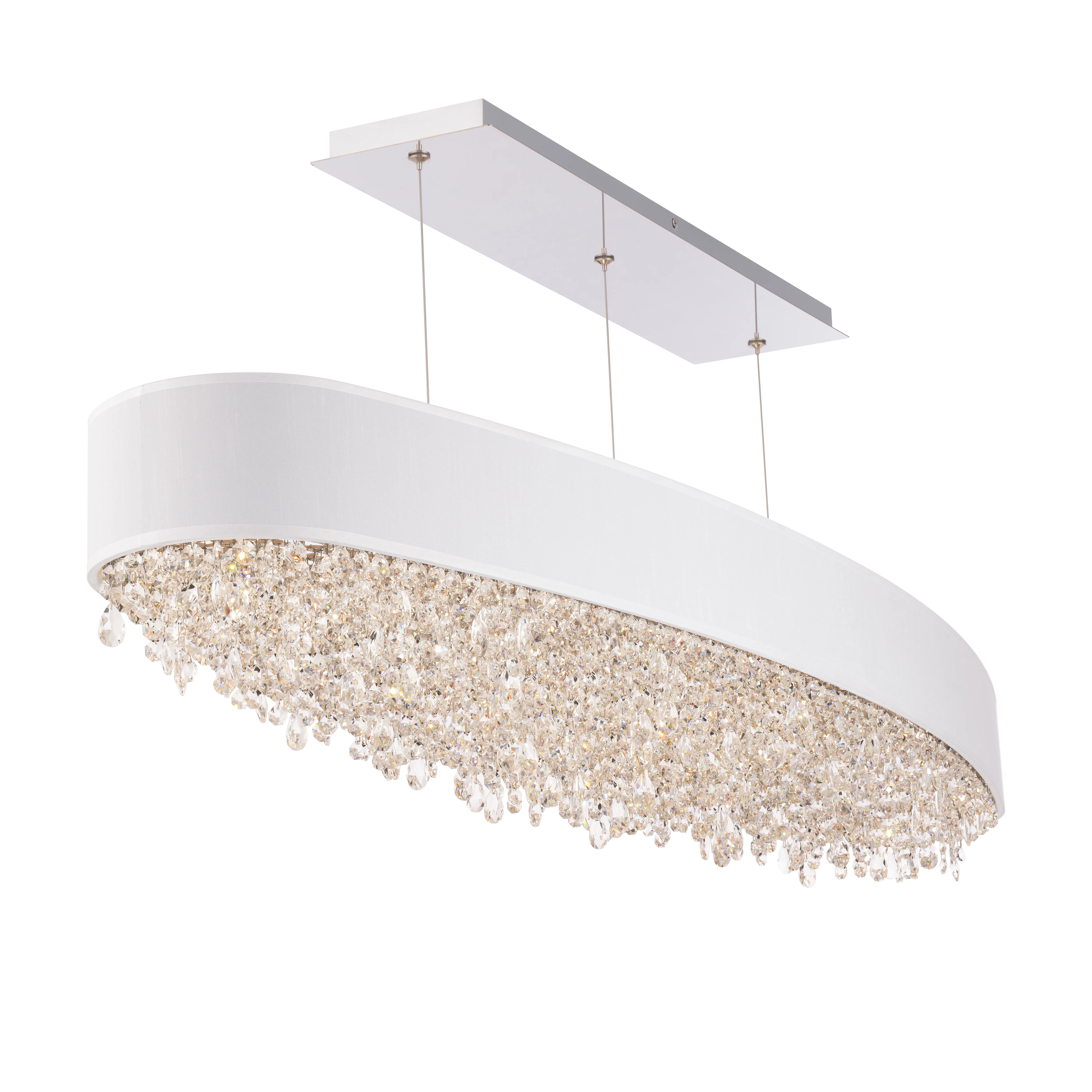 Eclyptix LED 49IN 3000K/3500K/4000K 120V Pendant in Polished Stainless Steel with Radiance Smooth Crystal and Silver Shade