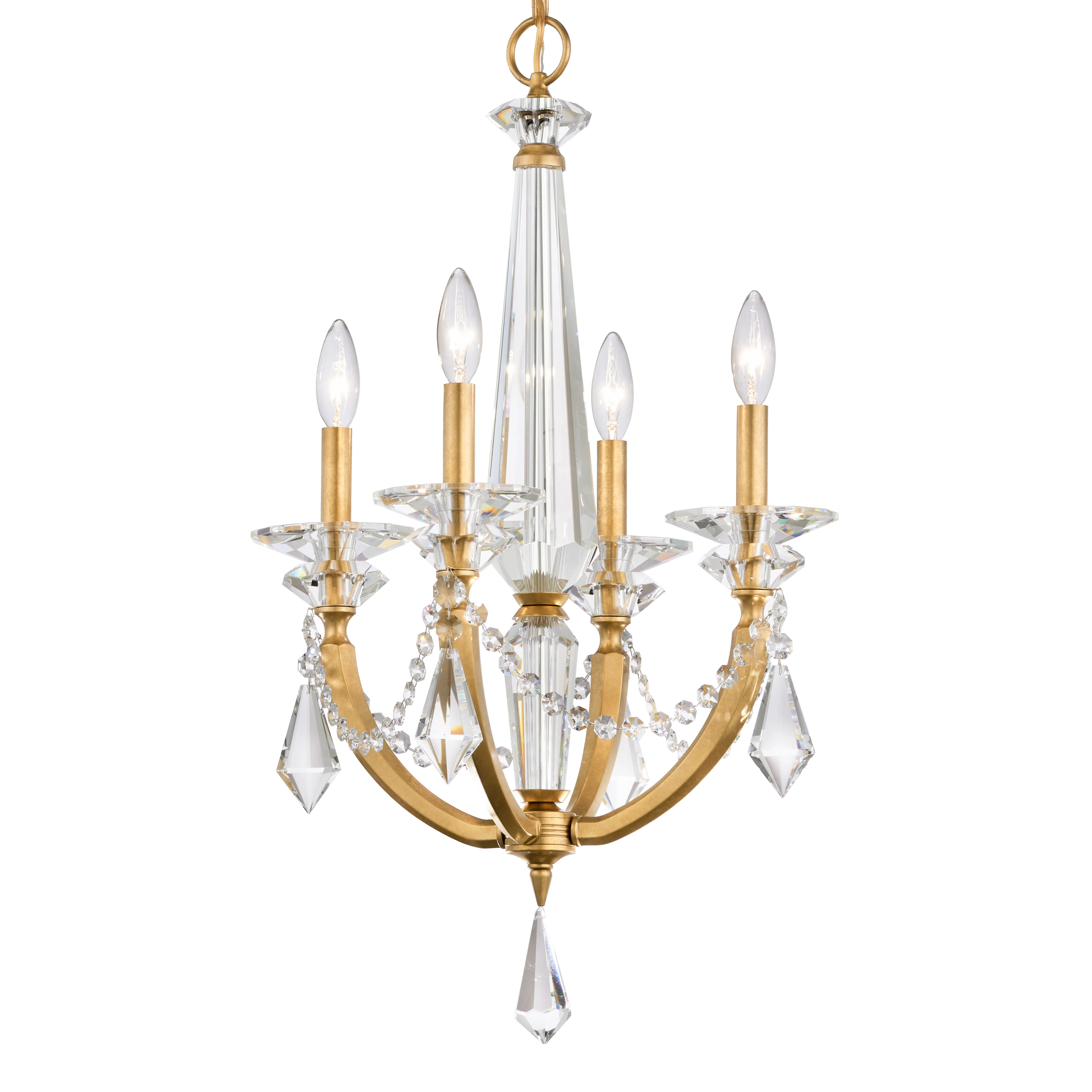 Verona 4 Light 120V Chandelier in Heirloom Gold with Radiance Crystal