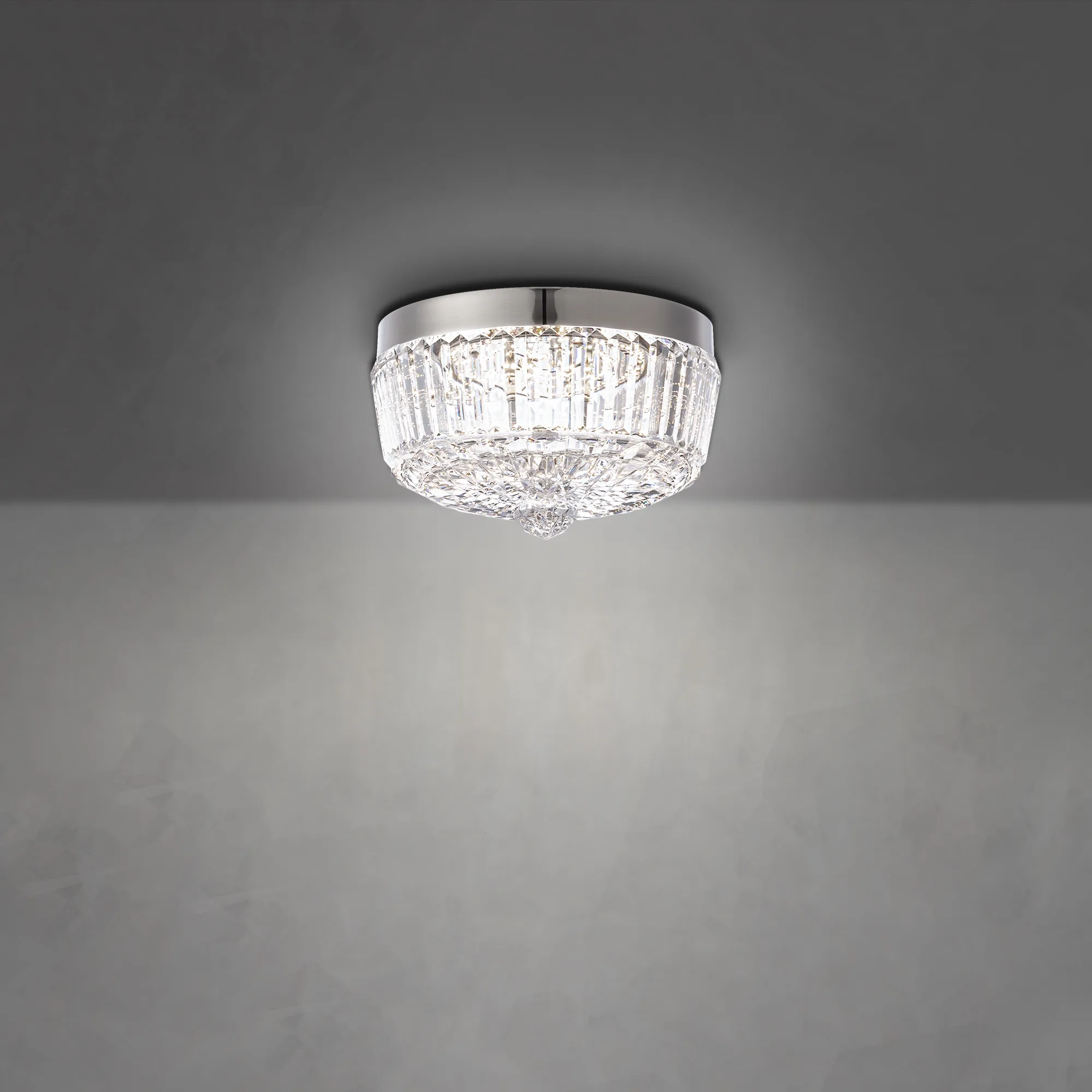 Regina 8IN LED 3000K/3500K/4000K 120V-277V Flush Mount in Polished Nickel with Heritage Handcut Crystal