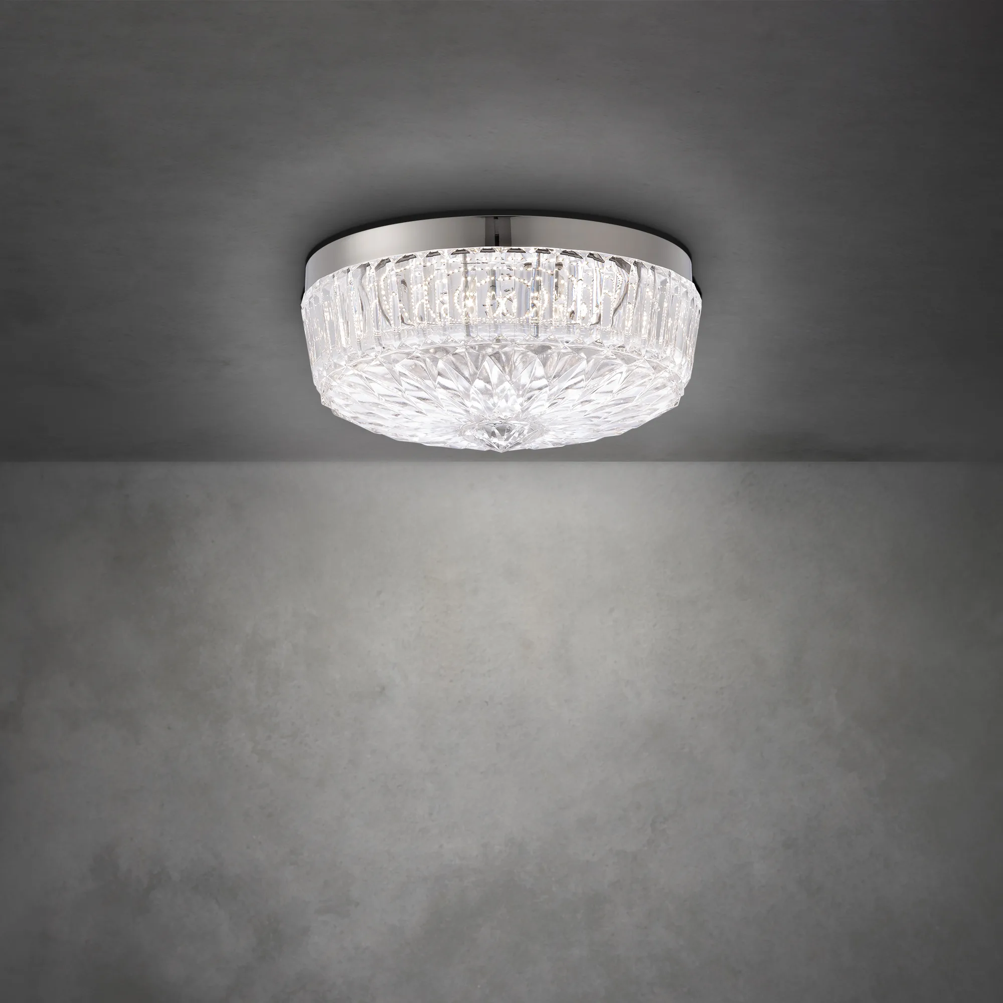 Regina 12IN LED 3000K/3500K/4000K 120V-277V Flush Mount in Polished Nickel with Heritage Handcut Crystal
