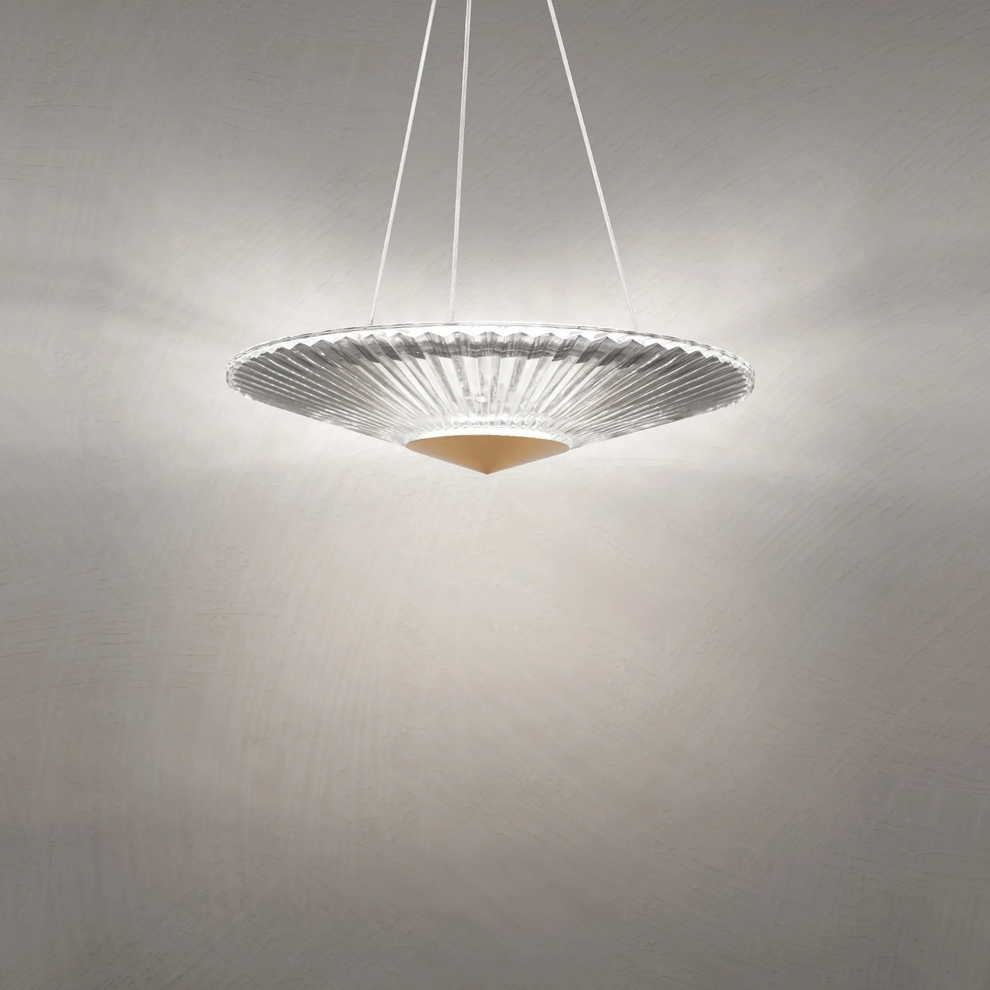 Origami 19IN LED 3000K/3500K/4000K 120V/277V Pendant in Aged Brass with Heritage Handcut Crystal