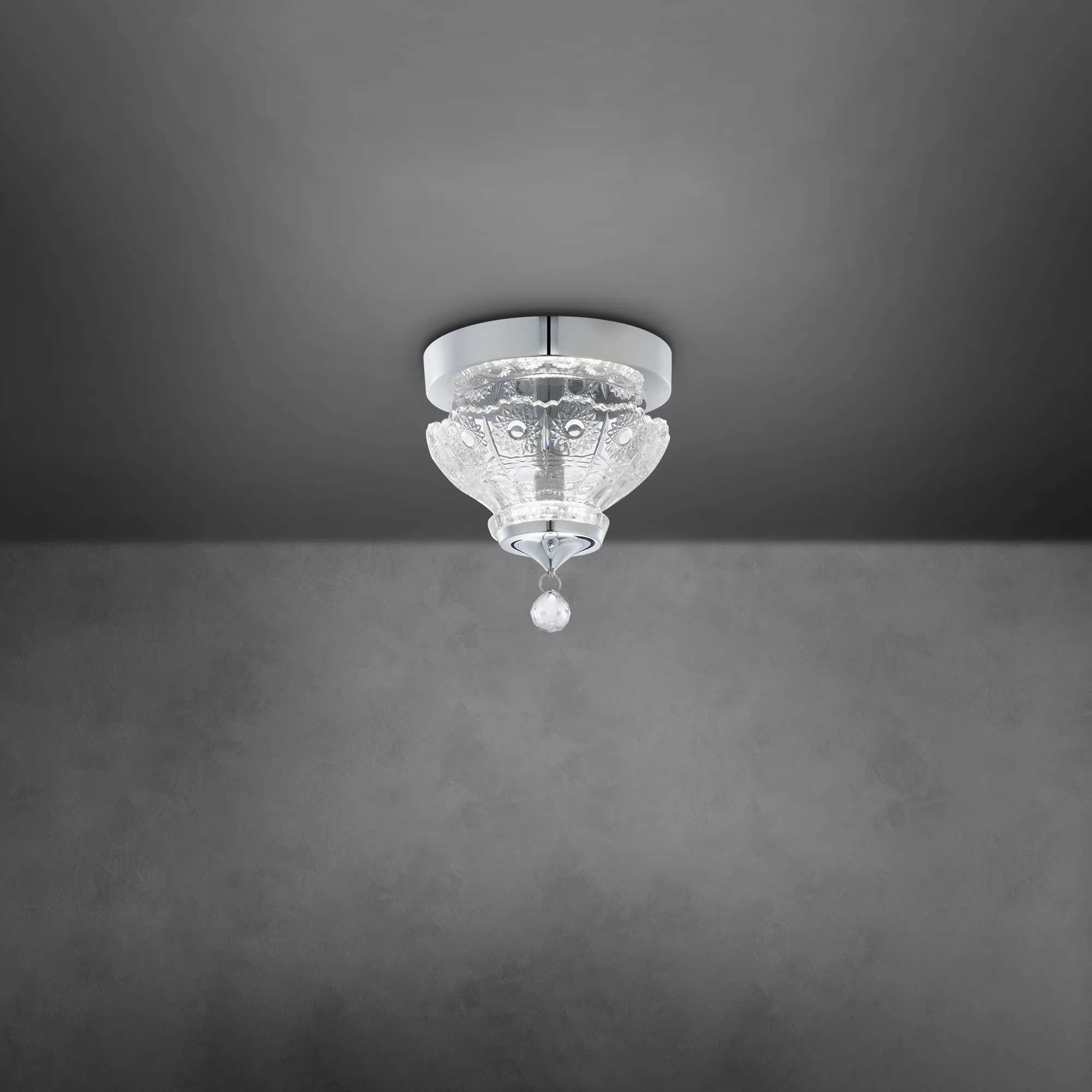Sterling LED 5IN LED 3000K/3500K/
4000K
120V/277V Semi-Flush Mount in Polished Chrome with Heritage Handcut Crystal