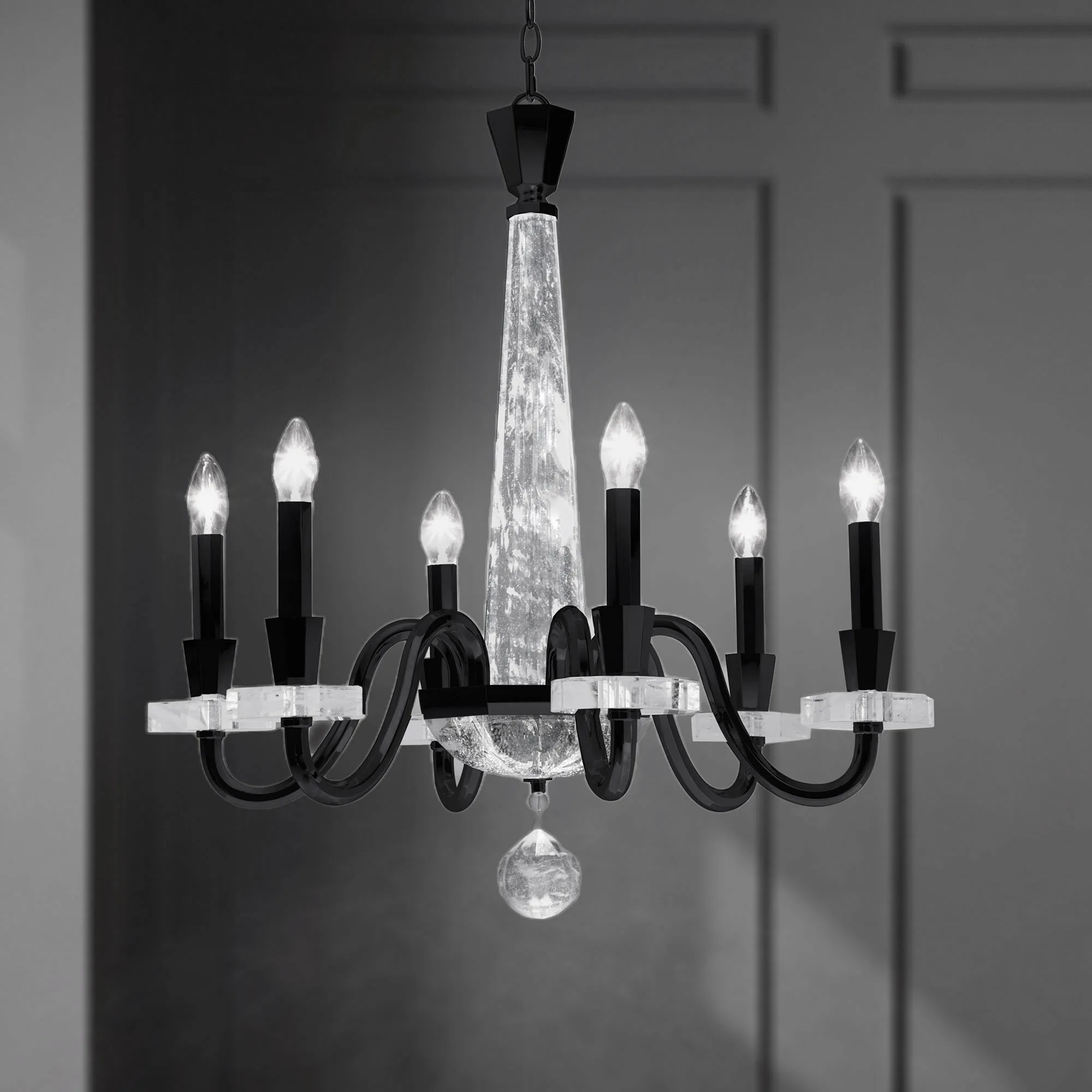 Amadeus 6 Light 120V Chandelier in Heirloom Gold with Optic Haze Quartz