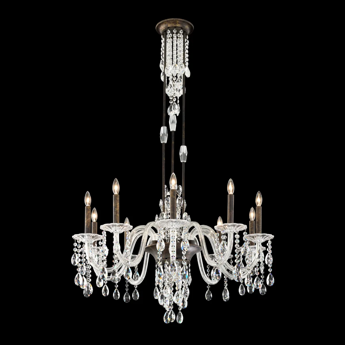 Rainier 10 Light 120V Chandelier in Heirloom Gold with Clear Radiance® Crystal