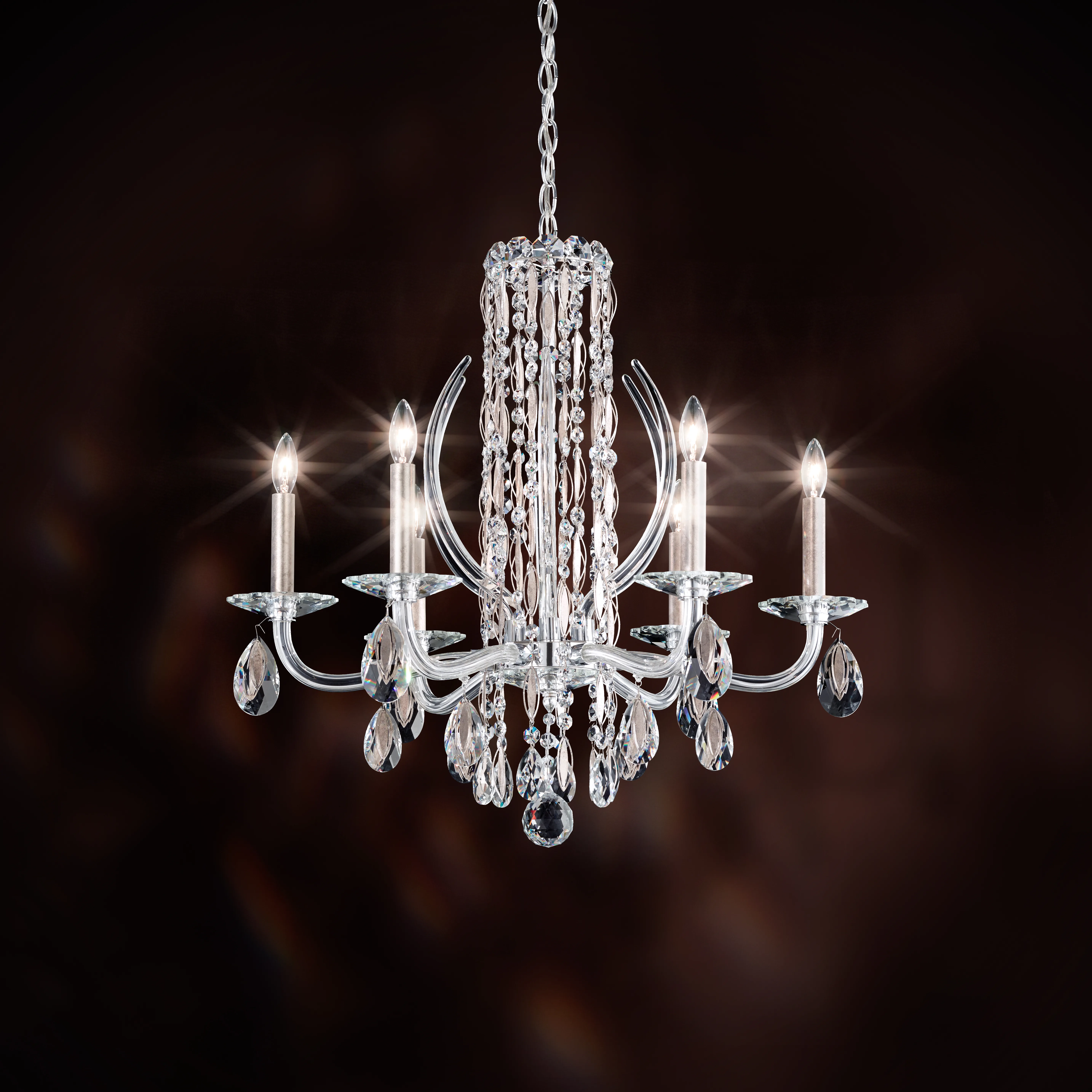 Siena 6 Light 120V Chandelier in White with Heritage Handcut Crystal