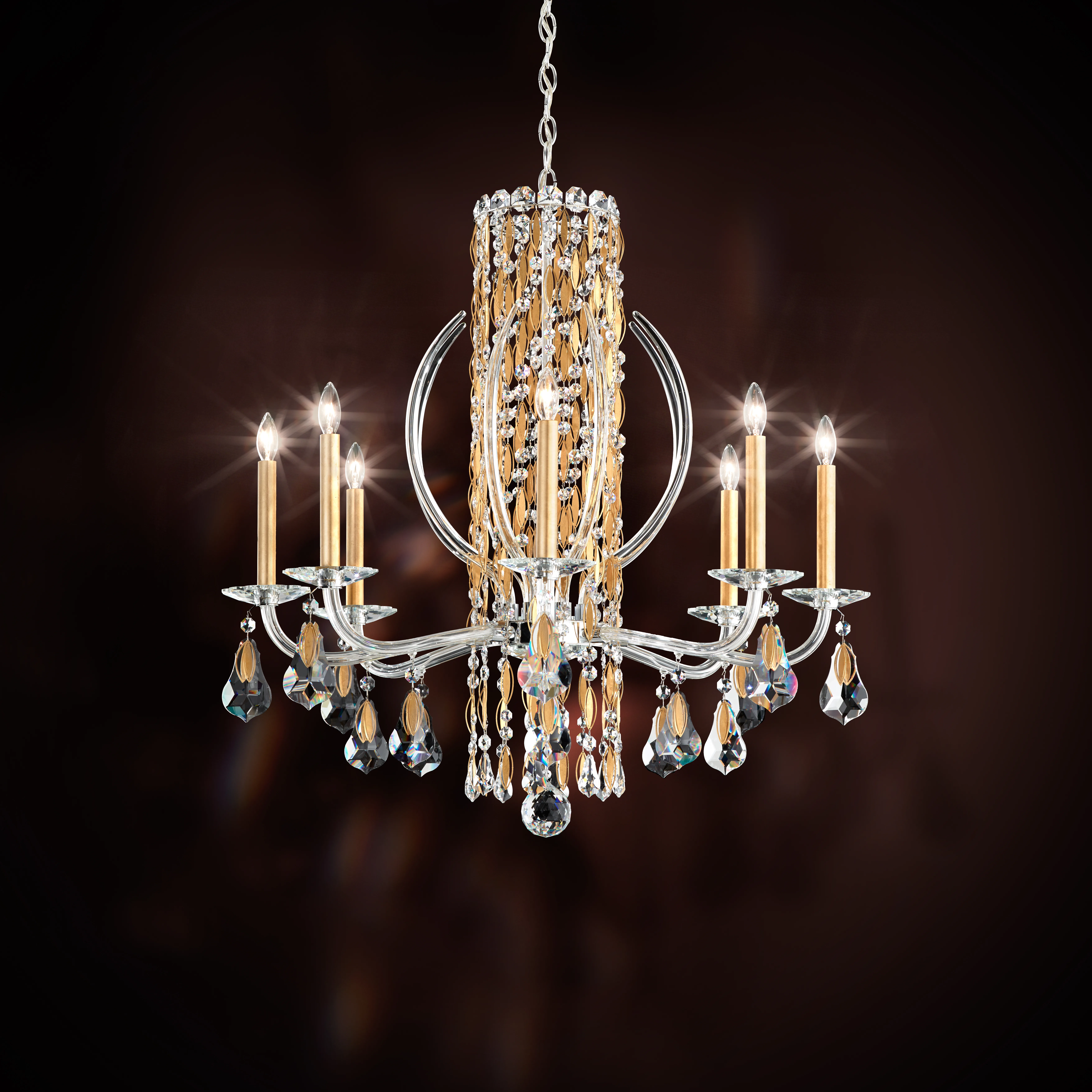Siena 8 Light 120V Chandelier in White with Heritage Handcut Crystal