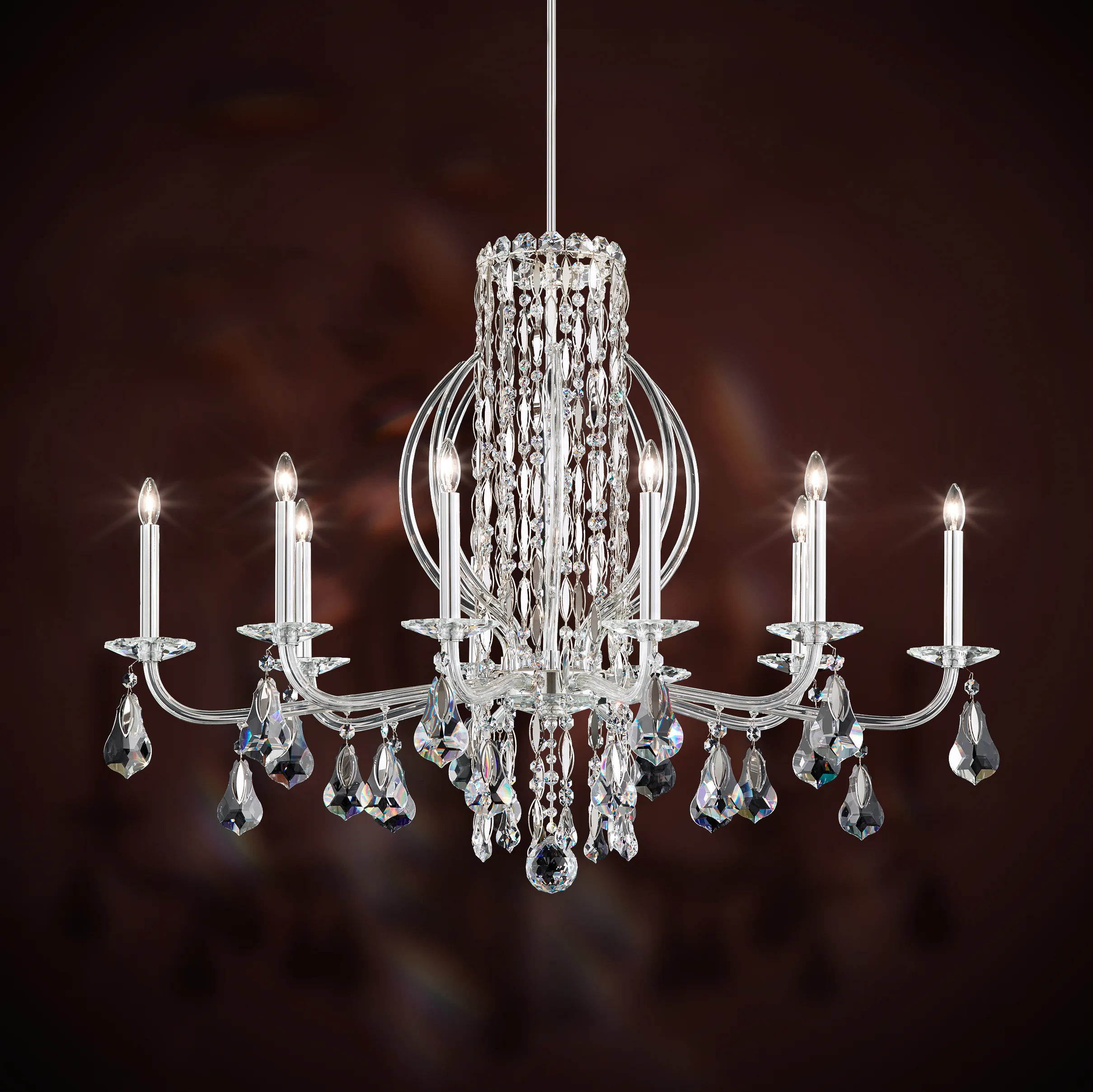 Siena 10 Light 120V Chandelier in White with Heritage Handcut Crystal