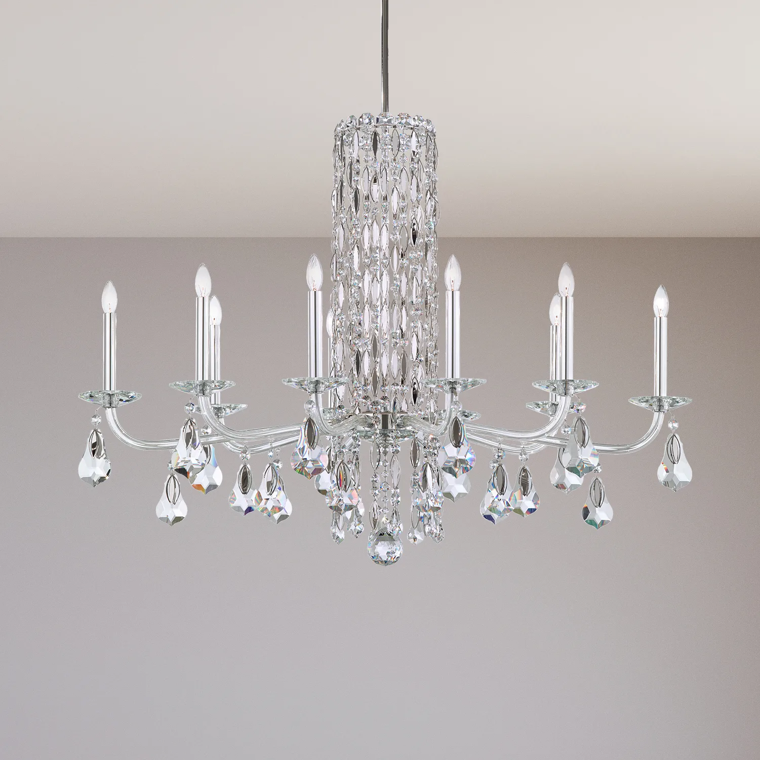 Siena 10 Light 120V Chandelier in White with Heritage Handcut Crystal