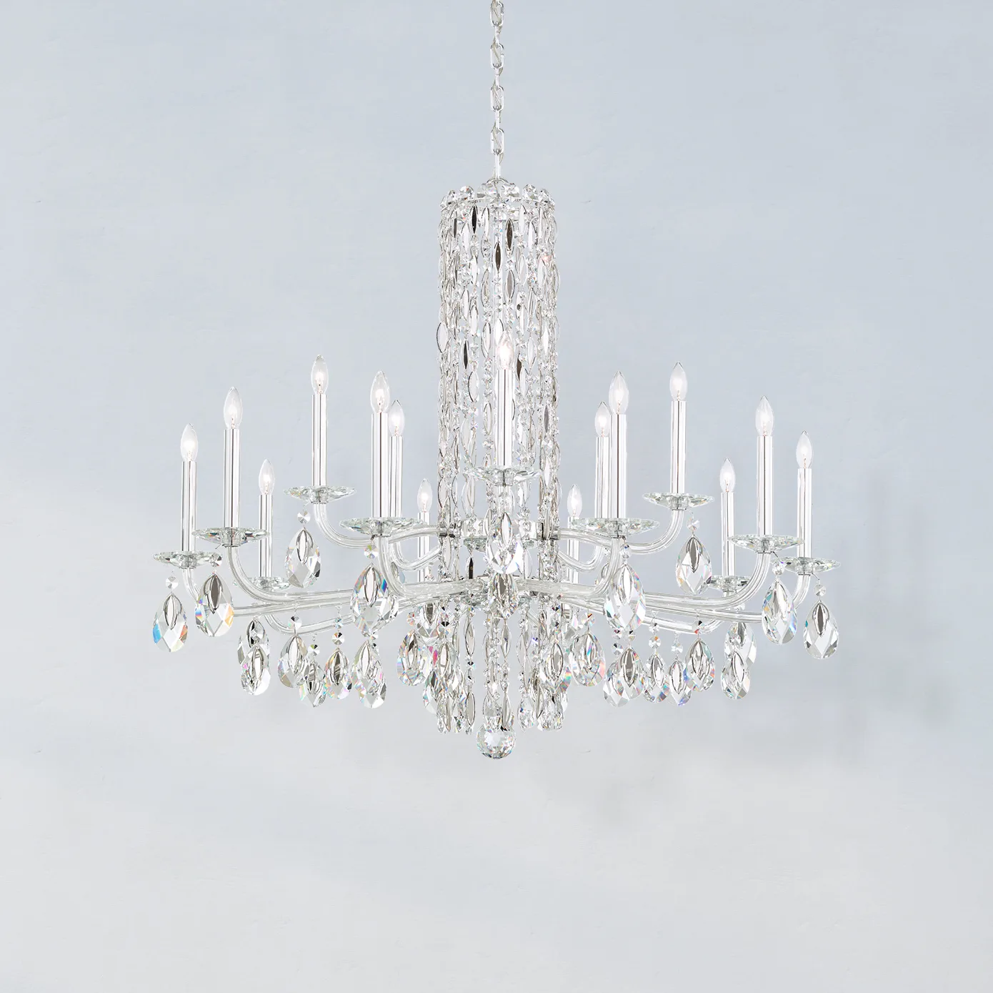 Siena 15 Light 120V Chandelier in White with Heritage Handcut Crystal