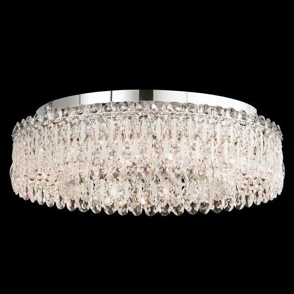 Glinting metal drops romanticize the sparkling geometric forms they overlay to suggest an intrigue of subtle texture. Hopefully romantic, Sarella interplays the two materials as love at first sight.
