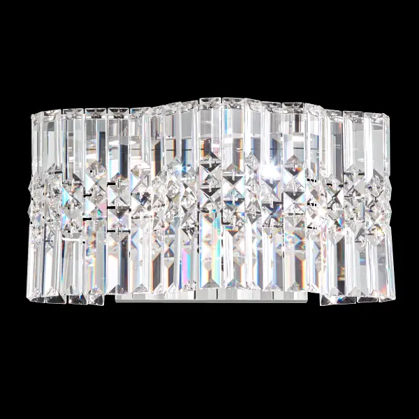 Inspired by the ever-changing shapes of clouds in the sky, the organic crystal formations of Selene interlock relative to one another, brilliantly reflecting light from gleaming Optic Crystal prisms in a myriad of patterns that are at once dramatic and brilliant.