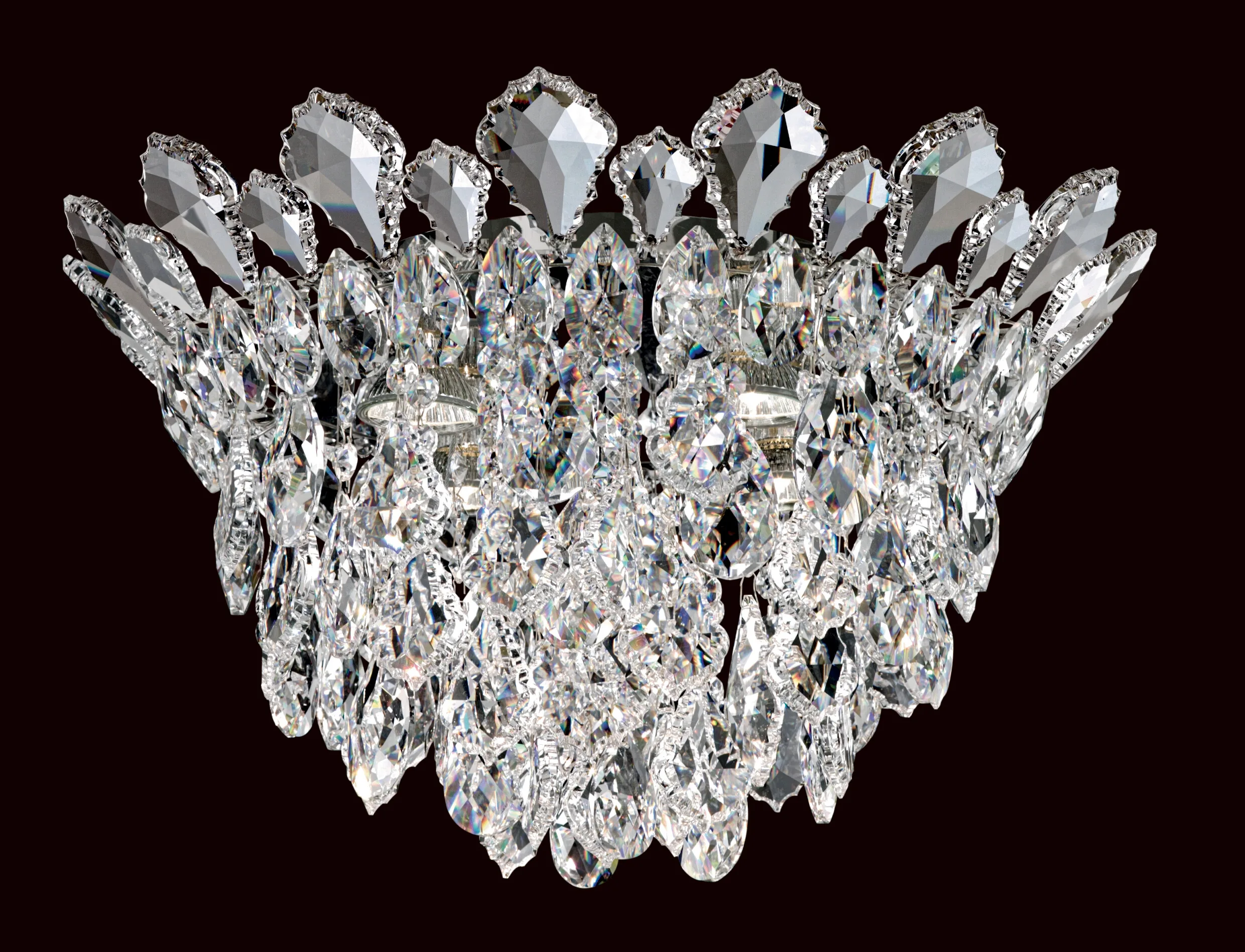 Trilliane Strands 4 Light 120V Semi-Flush Mount in Polished Stainless Steel with Heritage Handcut Crystal