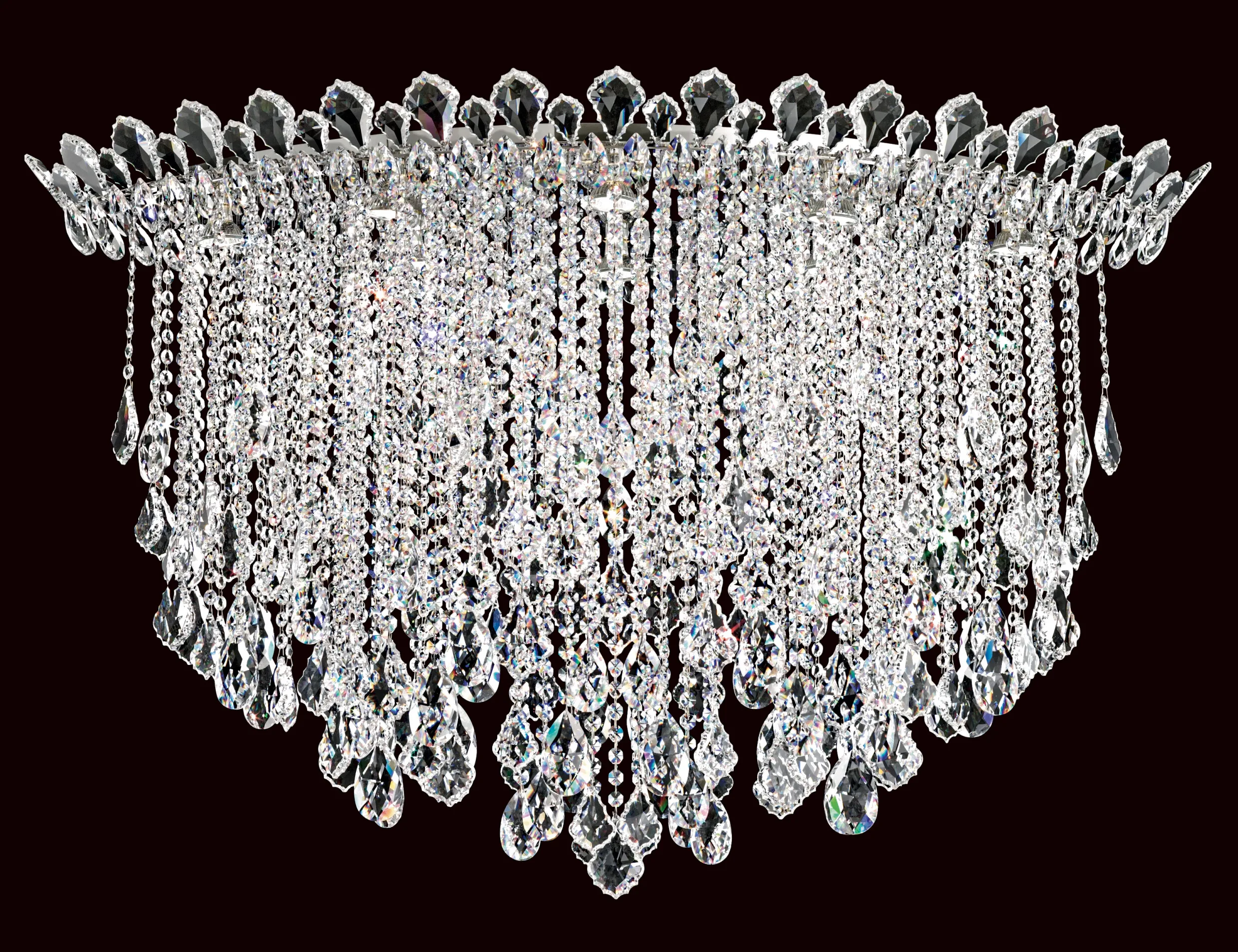 Trilliane Strands 8 Light 120V Semi-Flush Mount in Polished Stainless Steel with Heritage Handcut Crystal